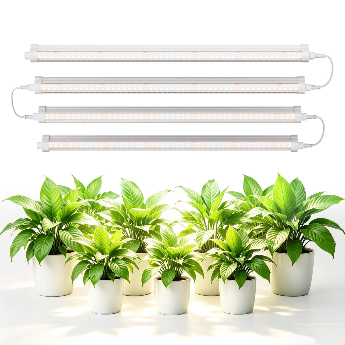 Spider Farmer 1FT LED Grow Lights for Indoor Plants,Full Spectrum (3000K+5000K+660nm),40W (4x10W,200W Equivalent),3-Level Dimmable,IP65 Waterproof,Linkable Design,Plant Light Strip for Shelve,4-Pack