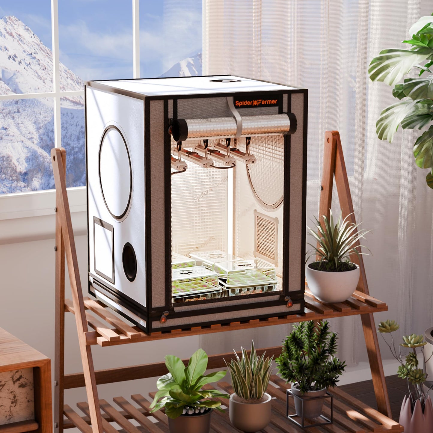 Spider Farmer Pro Series 4.6x2.3x6.6 Grow Tent, 55"x28"x80" with Roll-up Door, Observation Window Floor Tray, 2000D Thicken Mylar Canvas, 4x2 for Hydroponic Indoor Growing for SF2000, SE4500, G4500