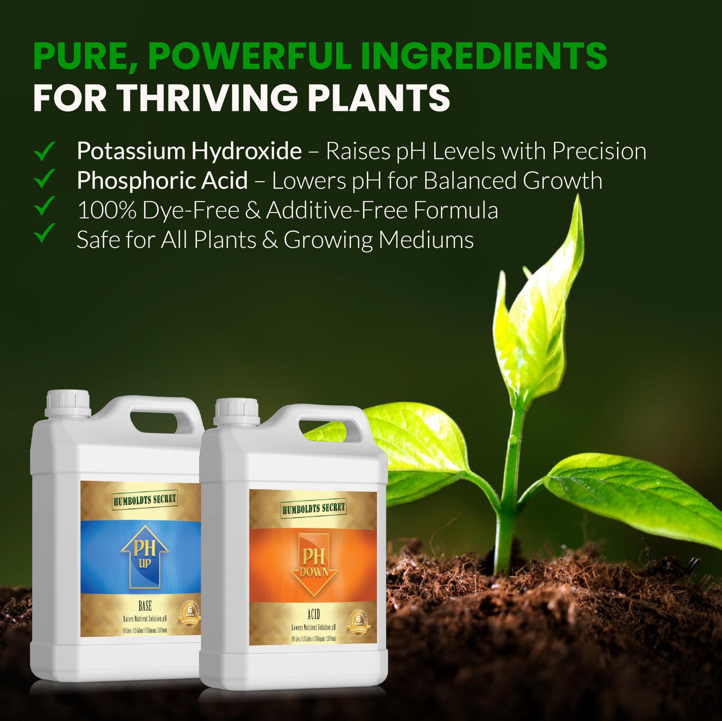 Humboldts Secret pH Up and pH Down Control Kit | Liquid Nutrient Solution Balancer for Plants | for Soil, Hydroponic, Coco, and DWC Systems | Supports Nutrient Absorption and Growth | 32 Ounce