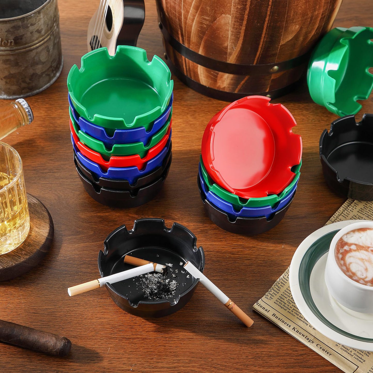 Reginary 24 Pieces 4" Ashtrays Bulk Round Ashtray Ash Tray Outdoor Ashtray Home Ashtrays for Patio Outdoor Restaurant Kitchen Table Indoor Home Decoration