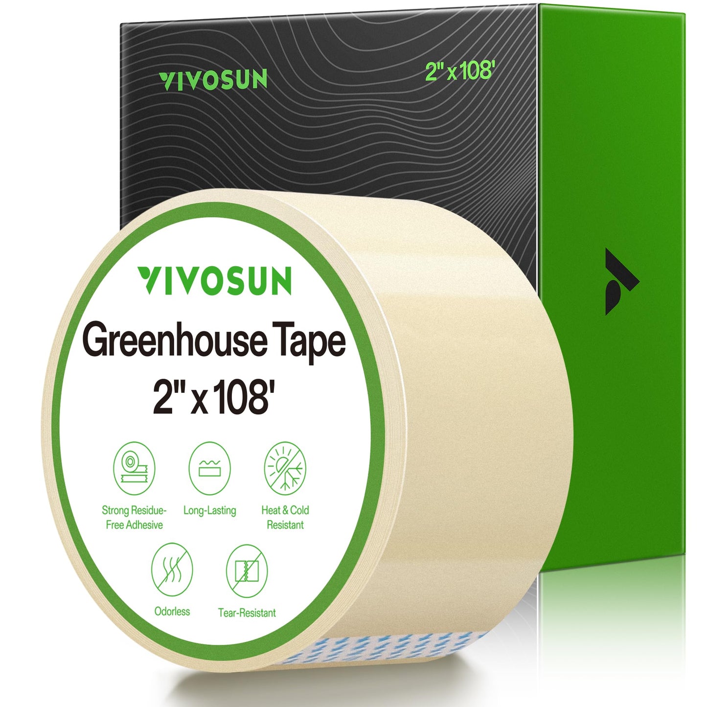 VIVOSUN Greenhouse Repair Tape, 6.3 mil 3" x 108' Weatherproof Clear Poly Patch Tape, Heavy Duty Greenhouse Sheeting Coverings Film Tape for Plastic Sheeting and Tents