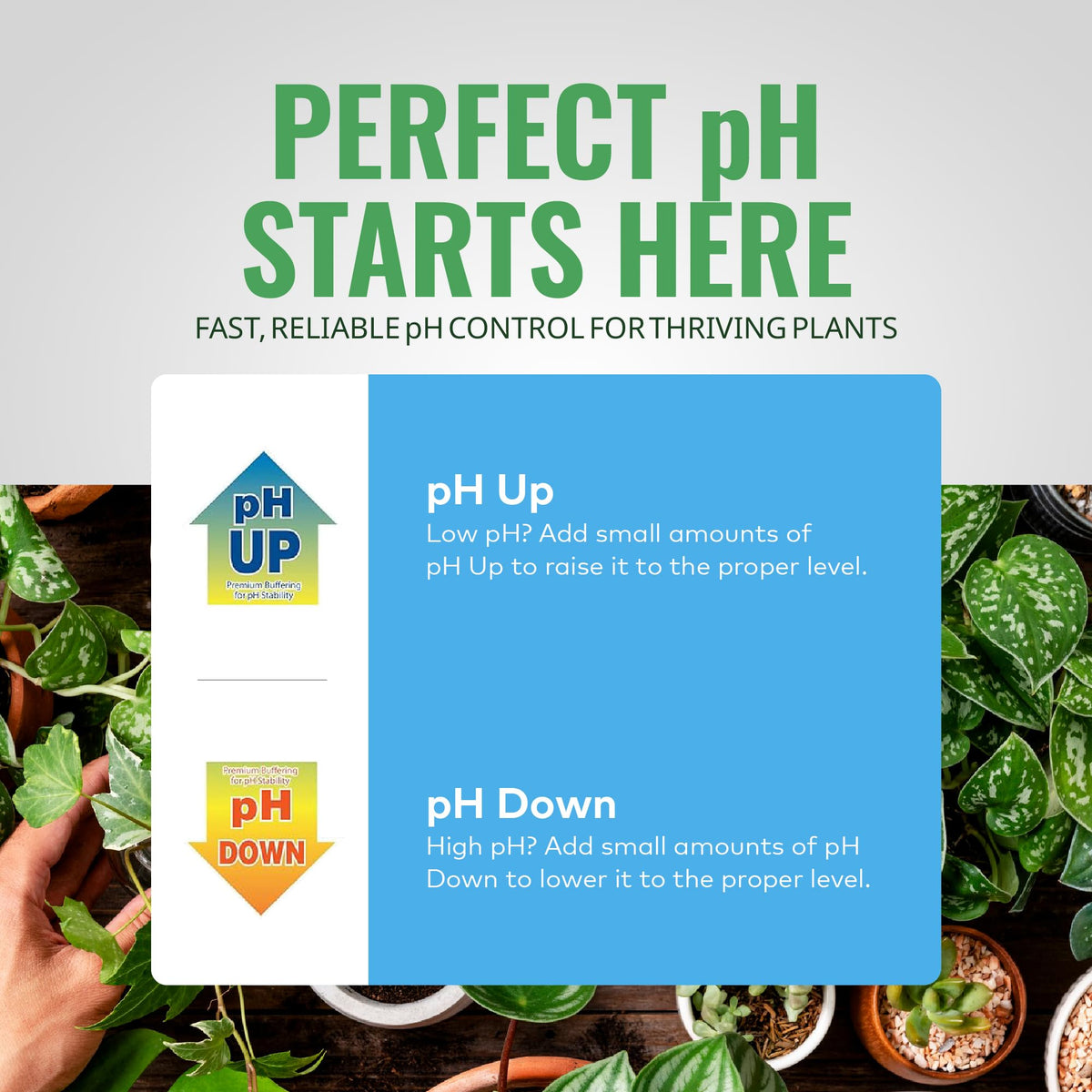 General Hydroponics pH Adjusters, Up and Down Options