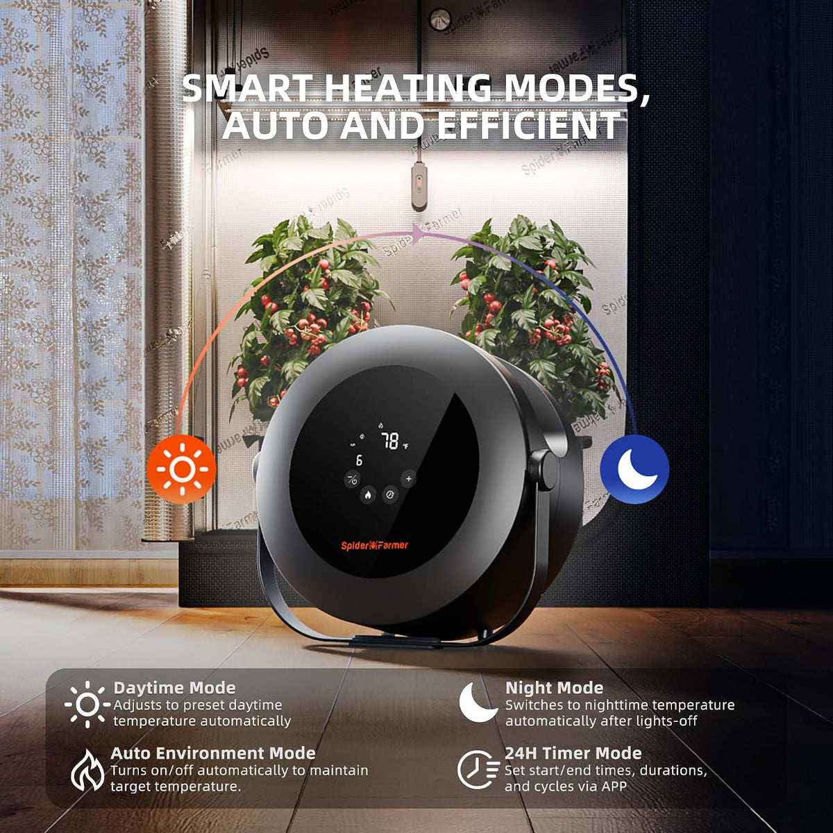 Spider Farmer Heater,530W 10-Level PTC Heating for Grow Tent,Plant Room