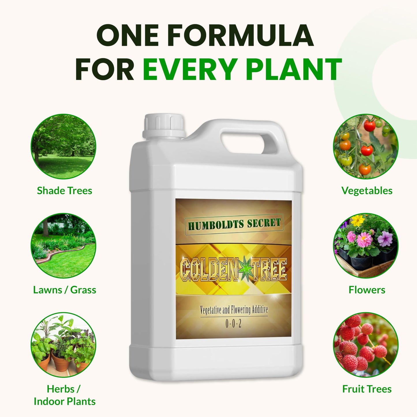 Humboldts Secret Golden Tree Liquid Plant Food | Enhances Growth Indoors or Outdoors | All-in-One Plant Nutrients for Vegetables, Trees, Flowers, Fruits, Roses, Lawns, Tomatoes | 16 Ounce