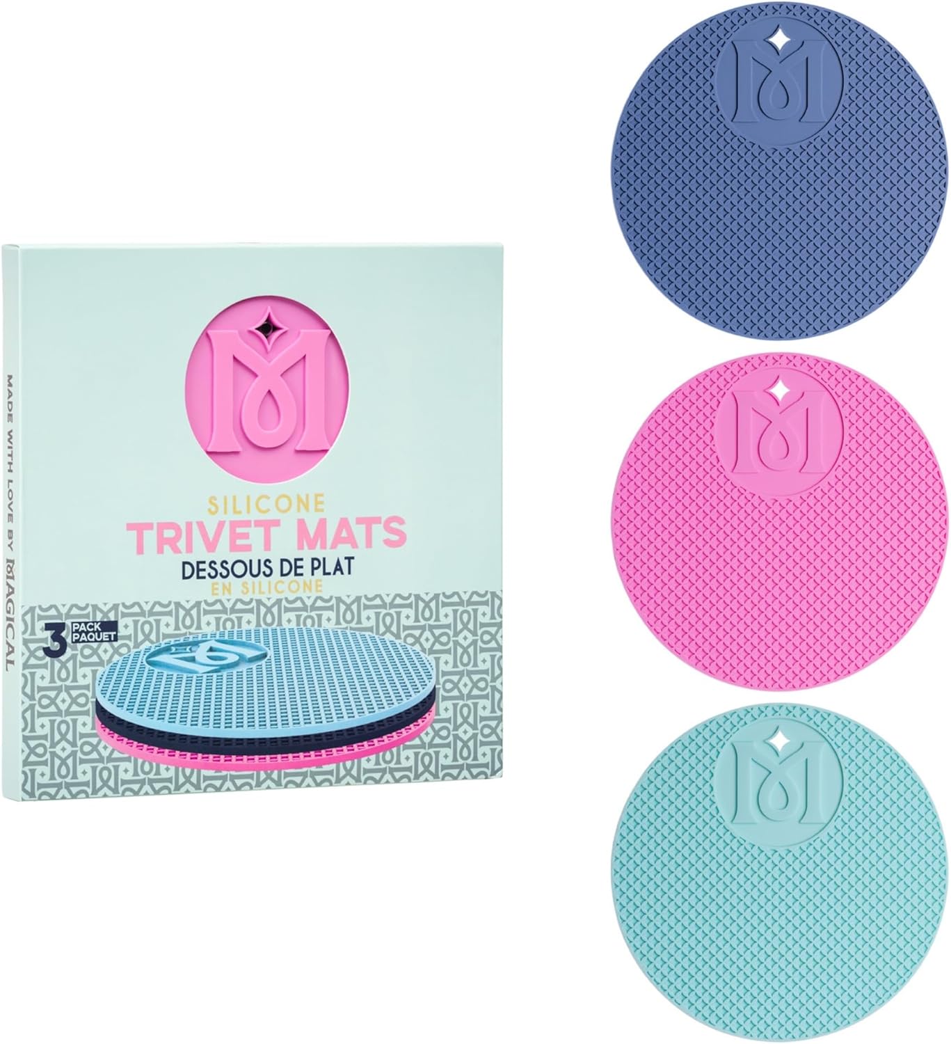 Magical Butter Magical Trivet Mats - Durable Silicone Mats for Carrying Trays, Molds & More - Easy-to-Clean & Dishwasher Safe Silicone Mats - Versatile for Drying Mats, Potholders & More (Pack of 3)