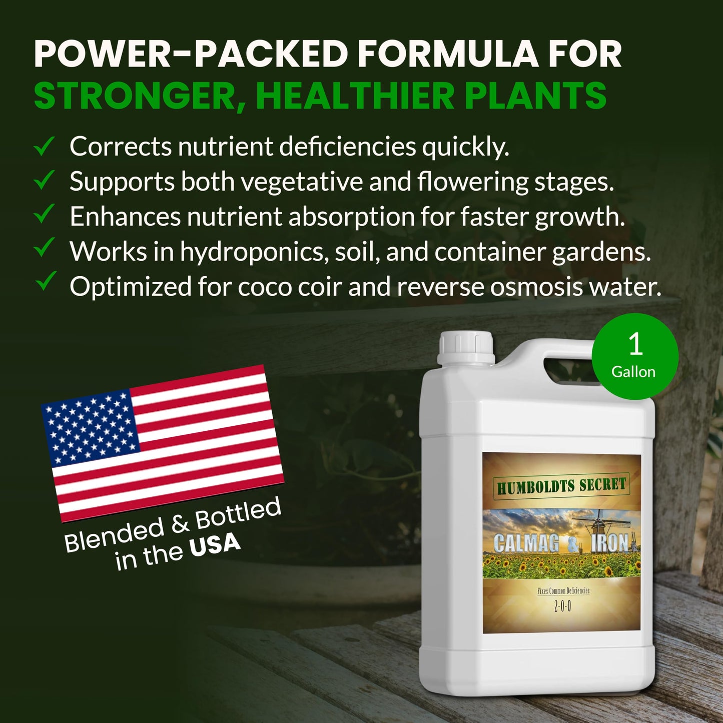 Humboldts Secret CalMag & Iron | Calcium, Magnesium & Chelated Iron Nutrient Fertilizer | Hydroponic Supplies for Vegetative & Flowering Growth in Soil, Coco, Hydroponics or RO Water | 32 Ounce