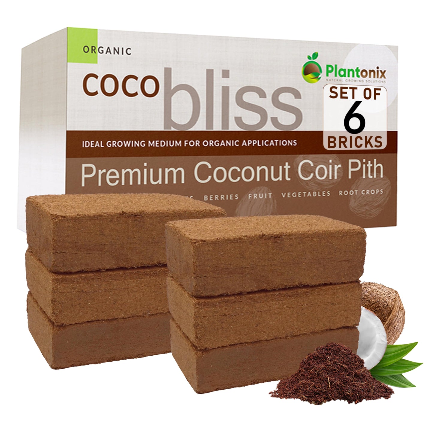 Coco Bliss 650gm Bricks (30-Pack) - Organic Coco Coir for Plants - OMRI-Listed Coco Coir for Garden Soil & Potting Mixes - Coconut Fiber Mixes with Potting Soil for Indoor Plants & Outdoor Plants