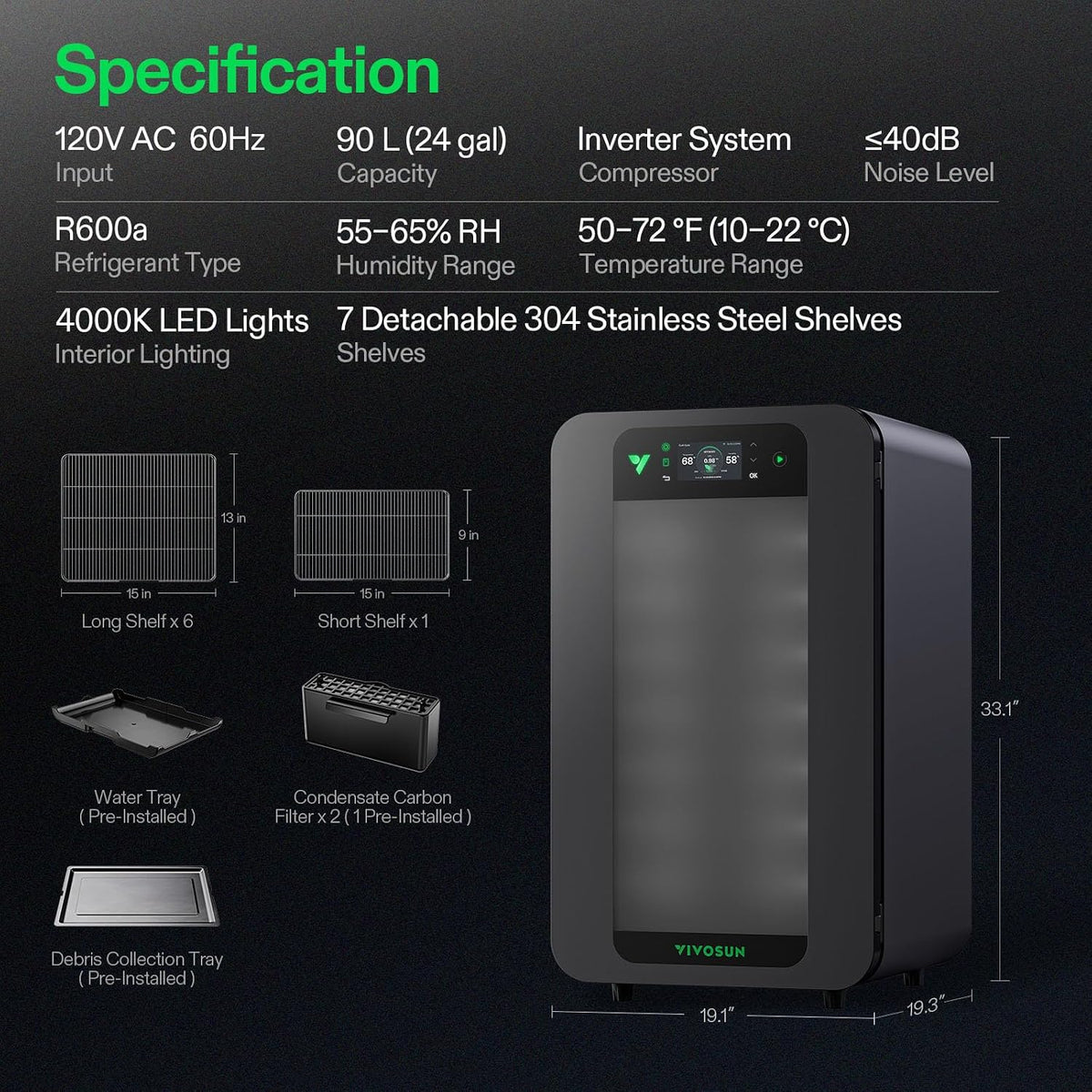 VIVOSUN VCure Smart Post-Harvest Box with Temp & Humidity Control