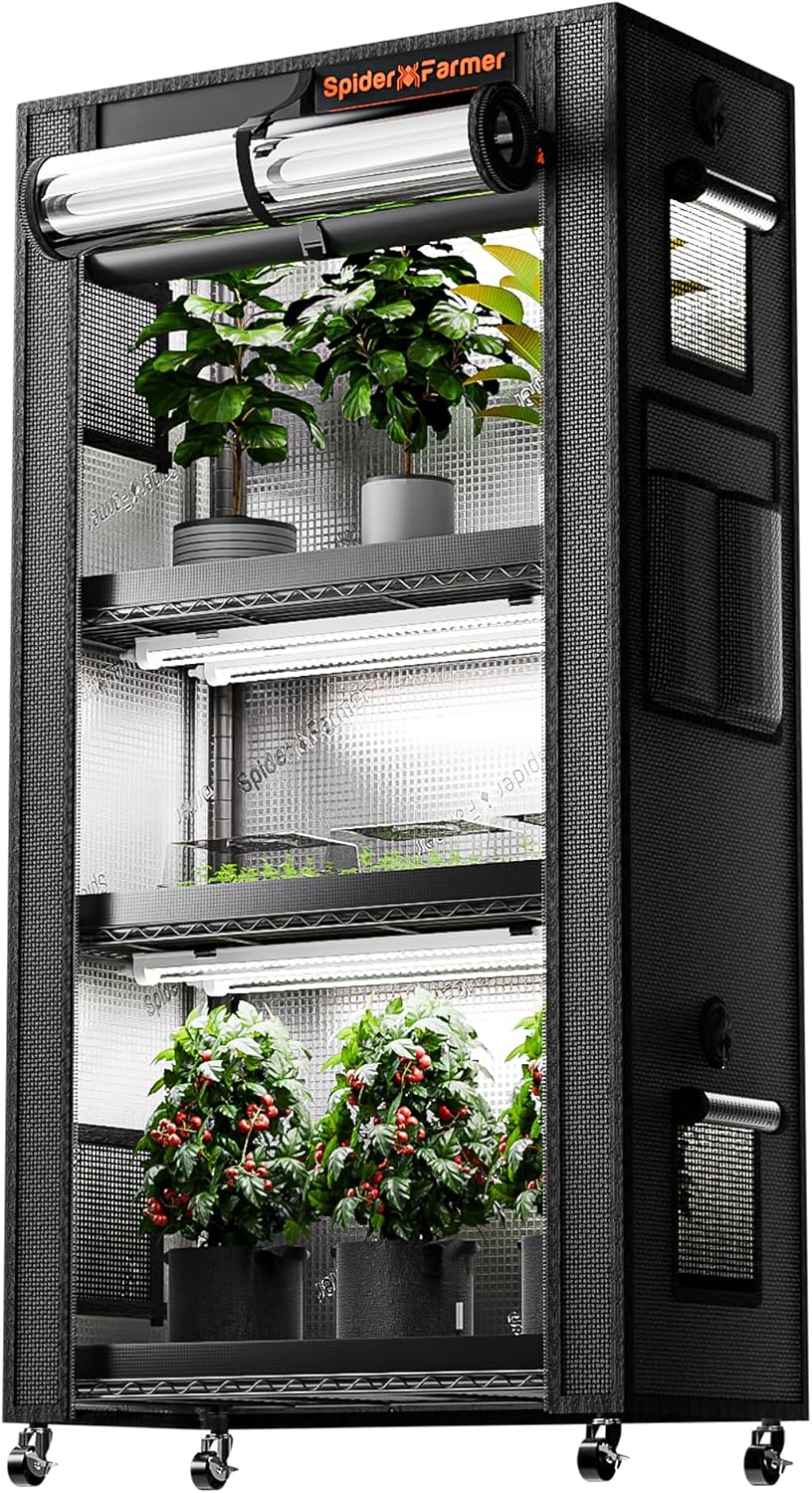 Spider Farmer 4 Tier Plant Stand with Grow Lights Indoor Greenhouse Shelf