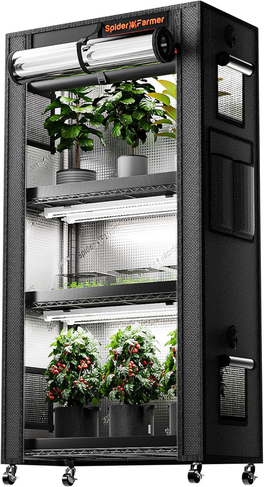 Spider Farmer 4 Tier Plant Stand with Grow Lights Indoor Greenhouse Shelf