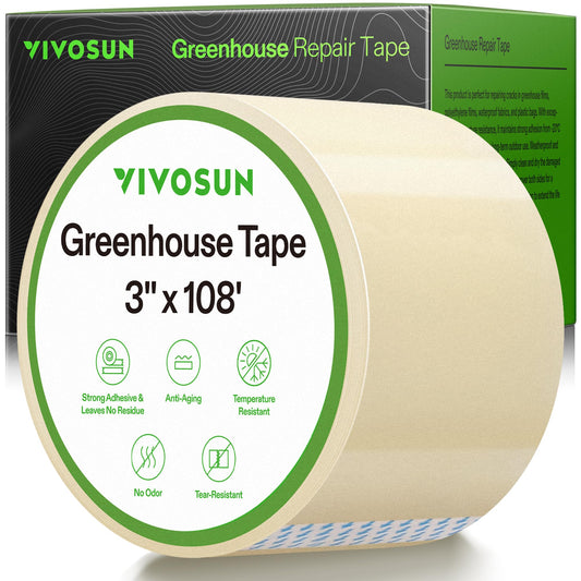 VIVOSUN Greenhouse Repair Tape, 6.3 mil 3" x 108' Weatherproof Clear Poly Patch Tape, Heavy Duty Greenhouse Sheeting Coverings Film Tape for Plastic Sheeting and Tents