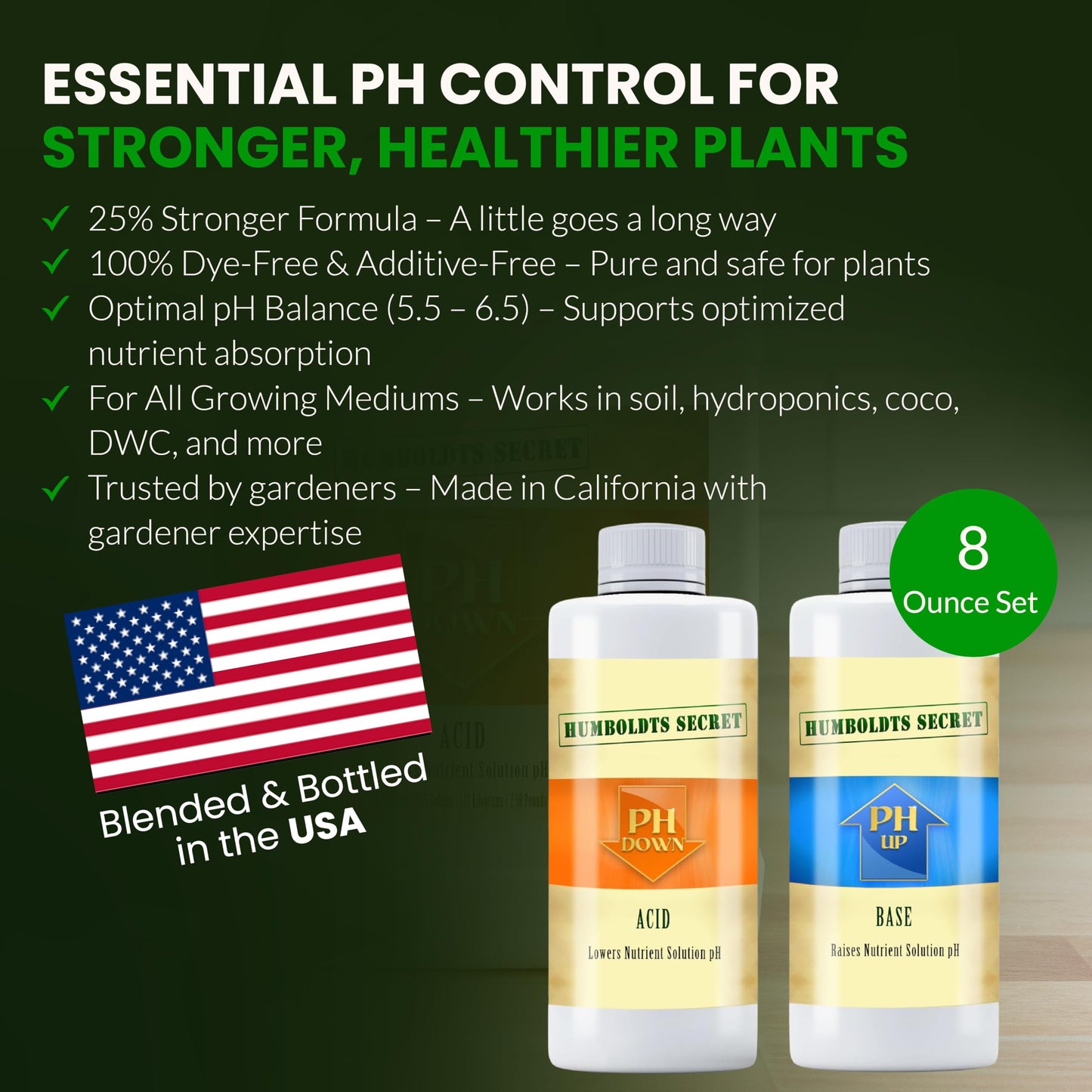Humboldts Secret pH Up and pH Down Control Kit | Liquid Nutrient Solution Balancer for Plants | for Soil, Hydroponic, Coco, and DWC Systems | Supports Nutrient Absorption and Growth | 32 Ounce