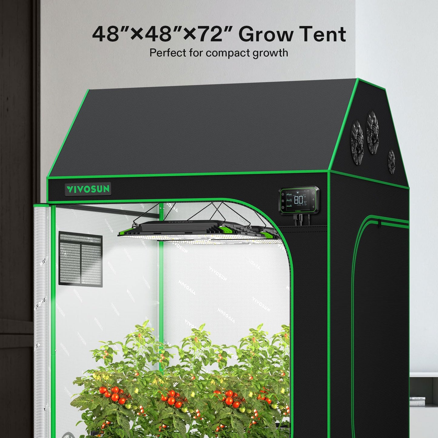 VIVOSUN R846 4x8 Grow Tent, 96"x48"x72" Roof Cube Tent with Observation Window and Floor Tray for Hydroponics Indoor Plant for VS4000/VSF4300