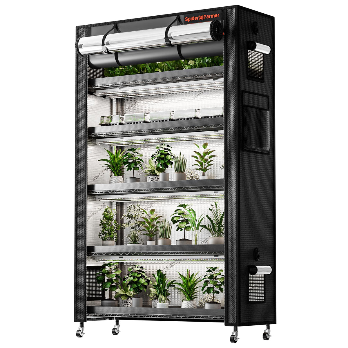 Spider Farmer 4 Tier Plant Stand with Grow Lights Indoor Greenhouse Shelf