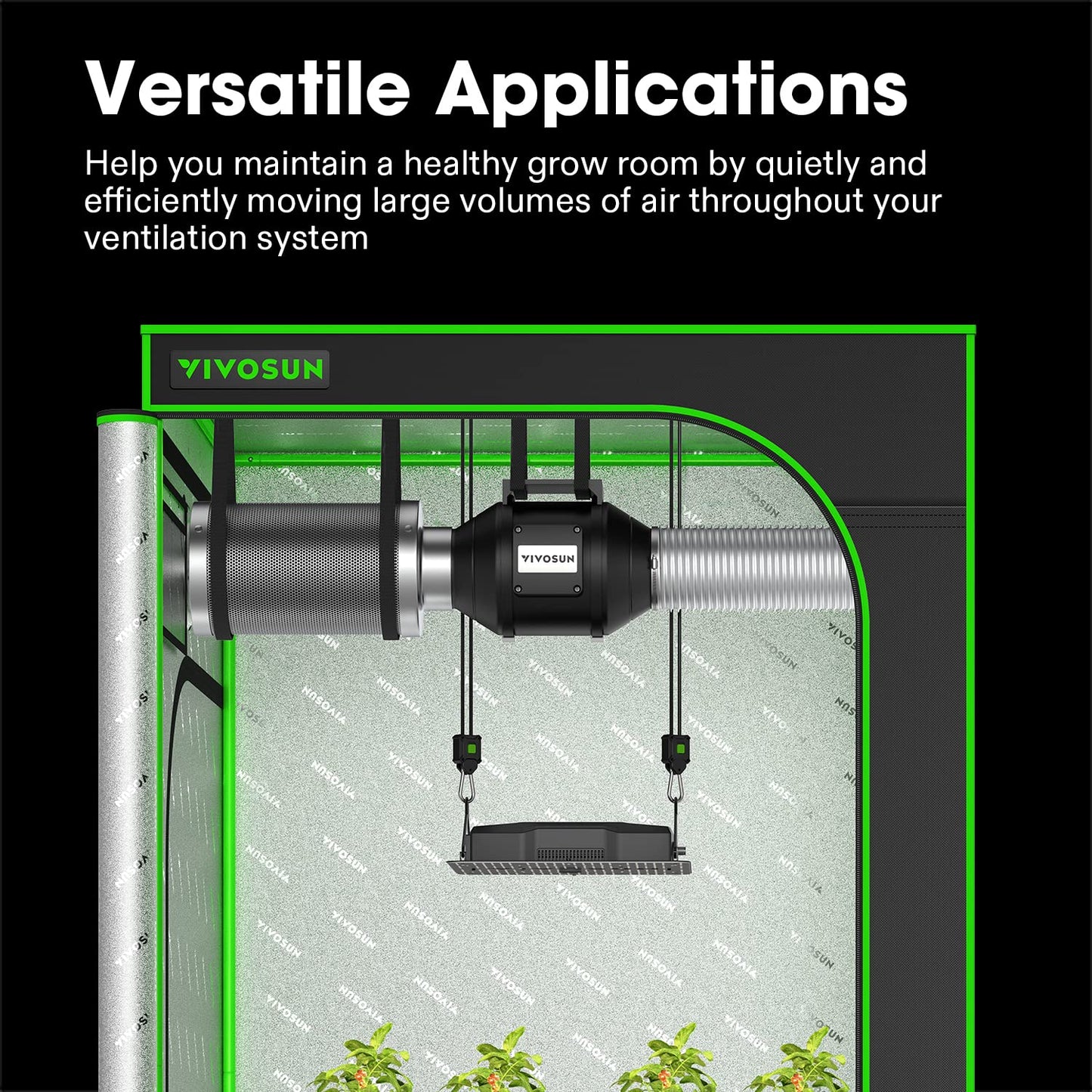 VIVOSUN R4 4 Inch 190 CFM Inline Duct Ventilation Fan with Variable Speed Controller for Grow Tent