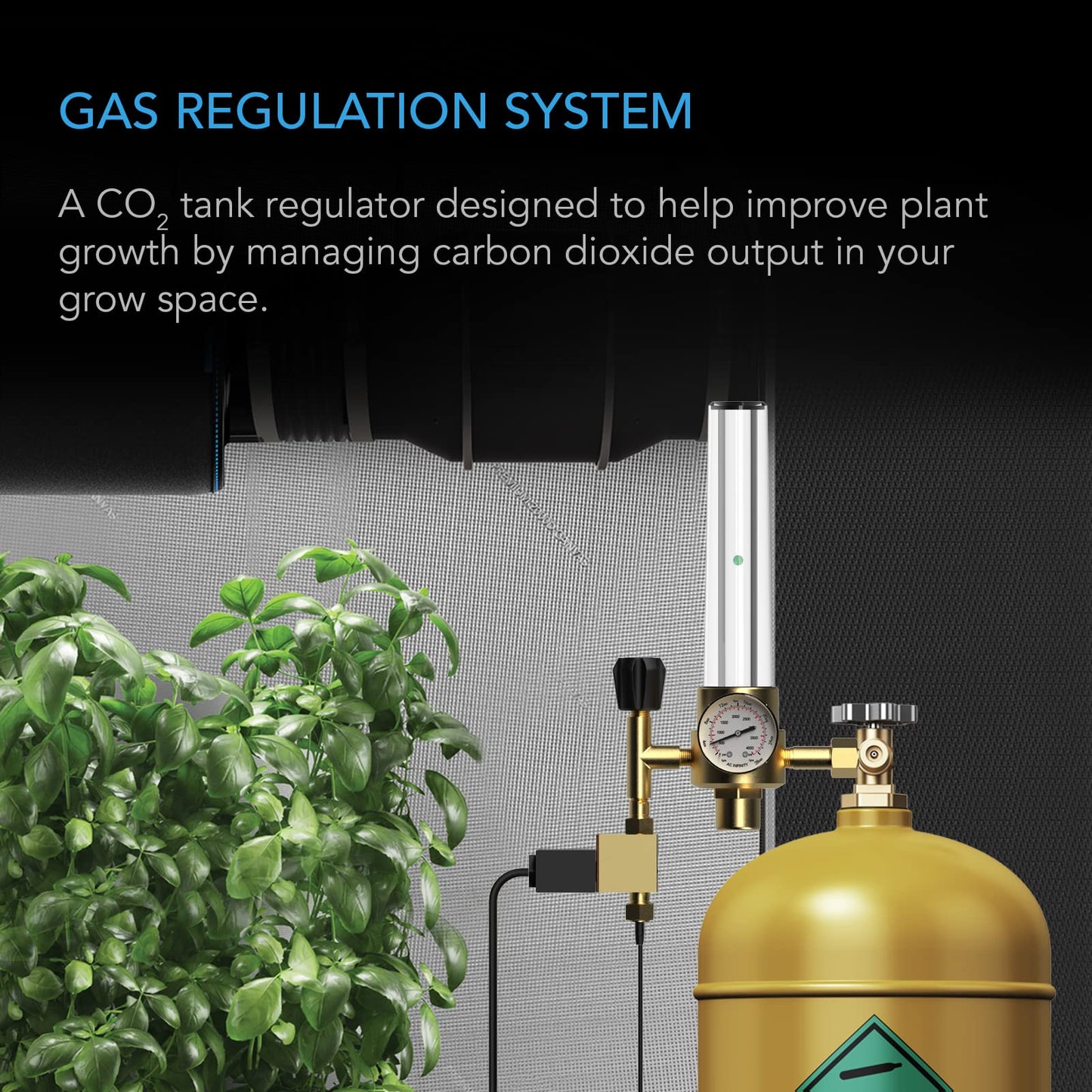 AC Infinity CO2 Regulator, Carbon Dioxide Monitor with Solenoid Valve and Gas Flow Meter, CO2 Gauge Gas System for Grow Tents, Grow Rooms, and Greenhouses