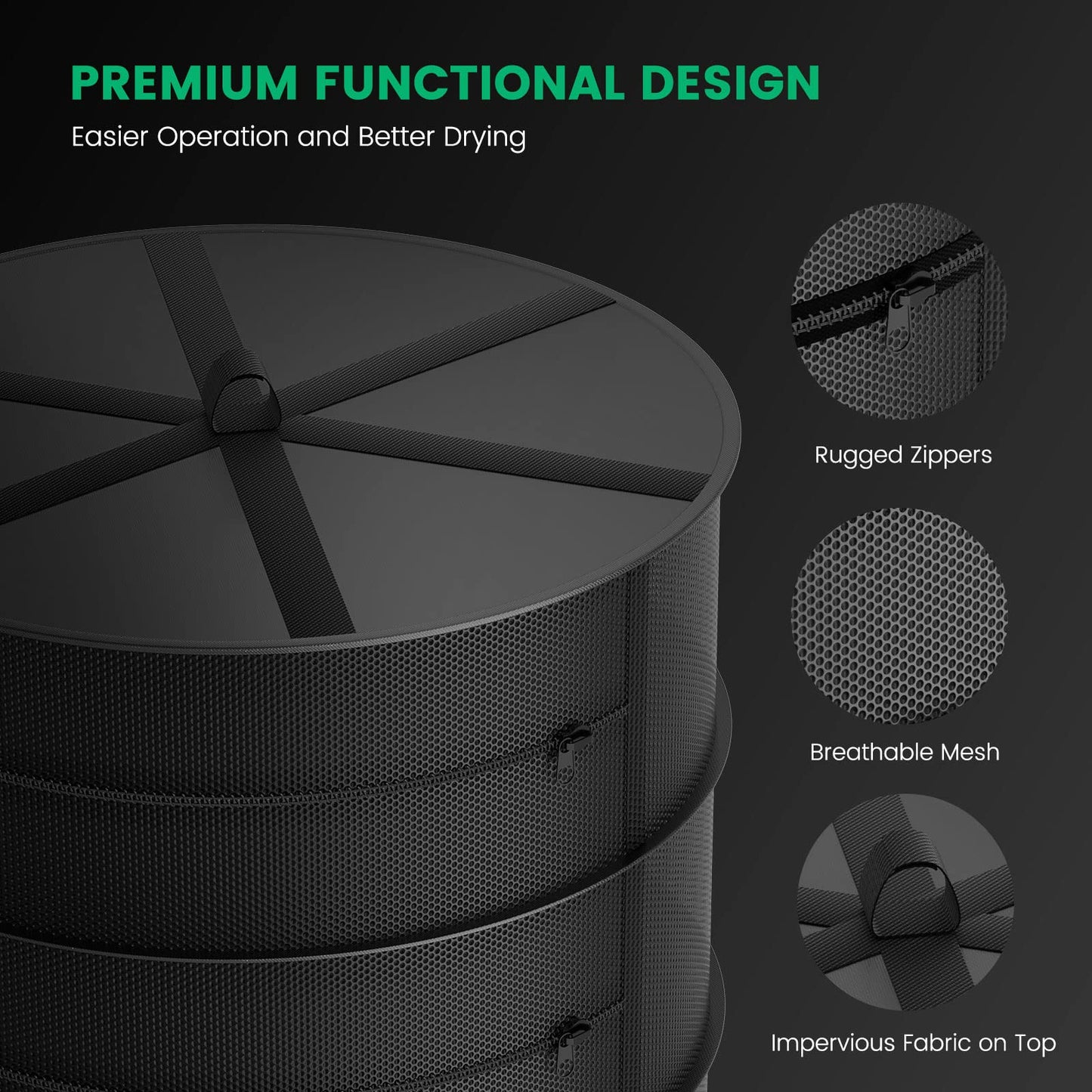 MARS HYDRO Herb Drying Rack, 2 ft 4 Layers Hanging Mesh Plant Racks with Zipper, Grow Tent Drying Rack for Herbs, Flowers, Seeds