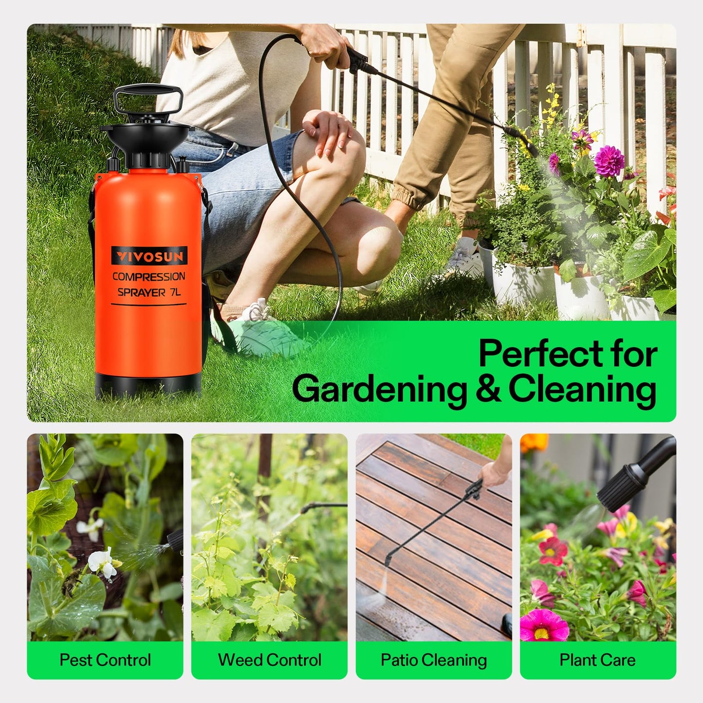VIVOSUN 1.35-Gallon Pump Pressure Sprayer, Pressurized Lawn & Garden Water Spray Bottle with Adjustable Shoulder Strap, for Spraying Plants, Garden Watering and Household Cleaning