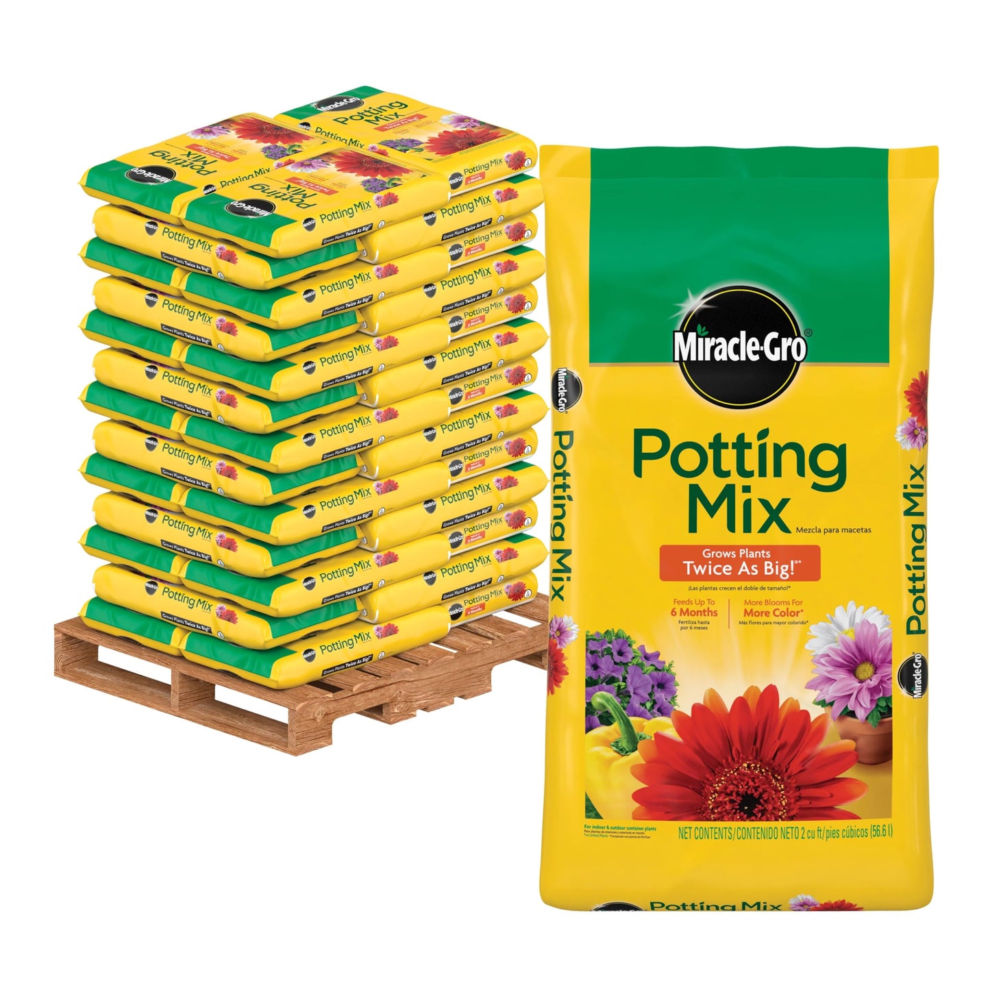 Miracle-Gro Potting Mix, For Container Plants, Flowers, Vegetables, Annuals, Perennials, Shrubs, Feeds for up to 6 Months, 16. qt., 2-Pack