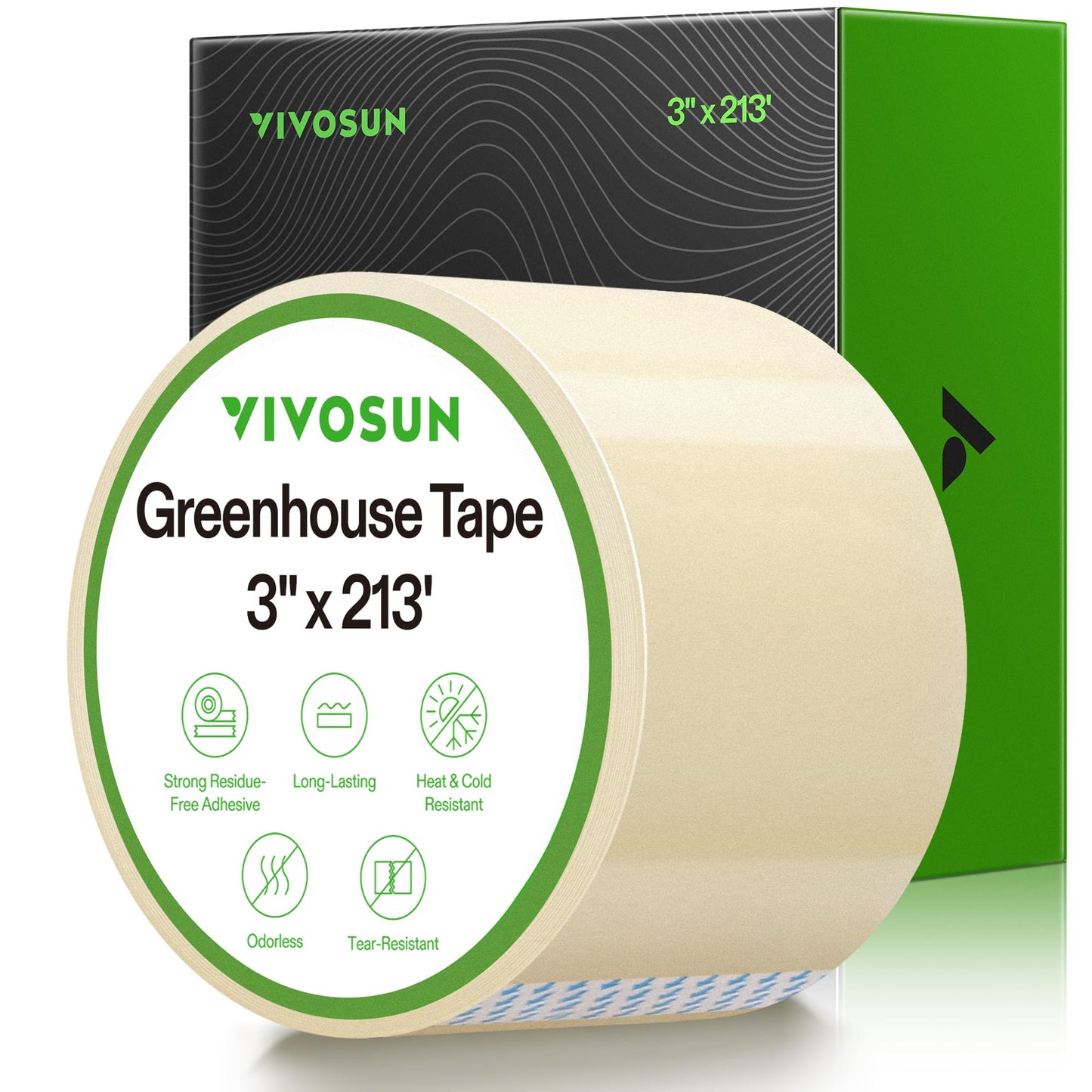VIVOSUN Greenhouse Repair Tape, 6.3 mil 3" x 108' Weatherproof Clear Poly Patch Tape, Heavy Duty Greenhouse Sheeting Coverings Film Tape for Plastic Sheeting and Tents