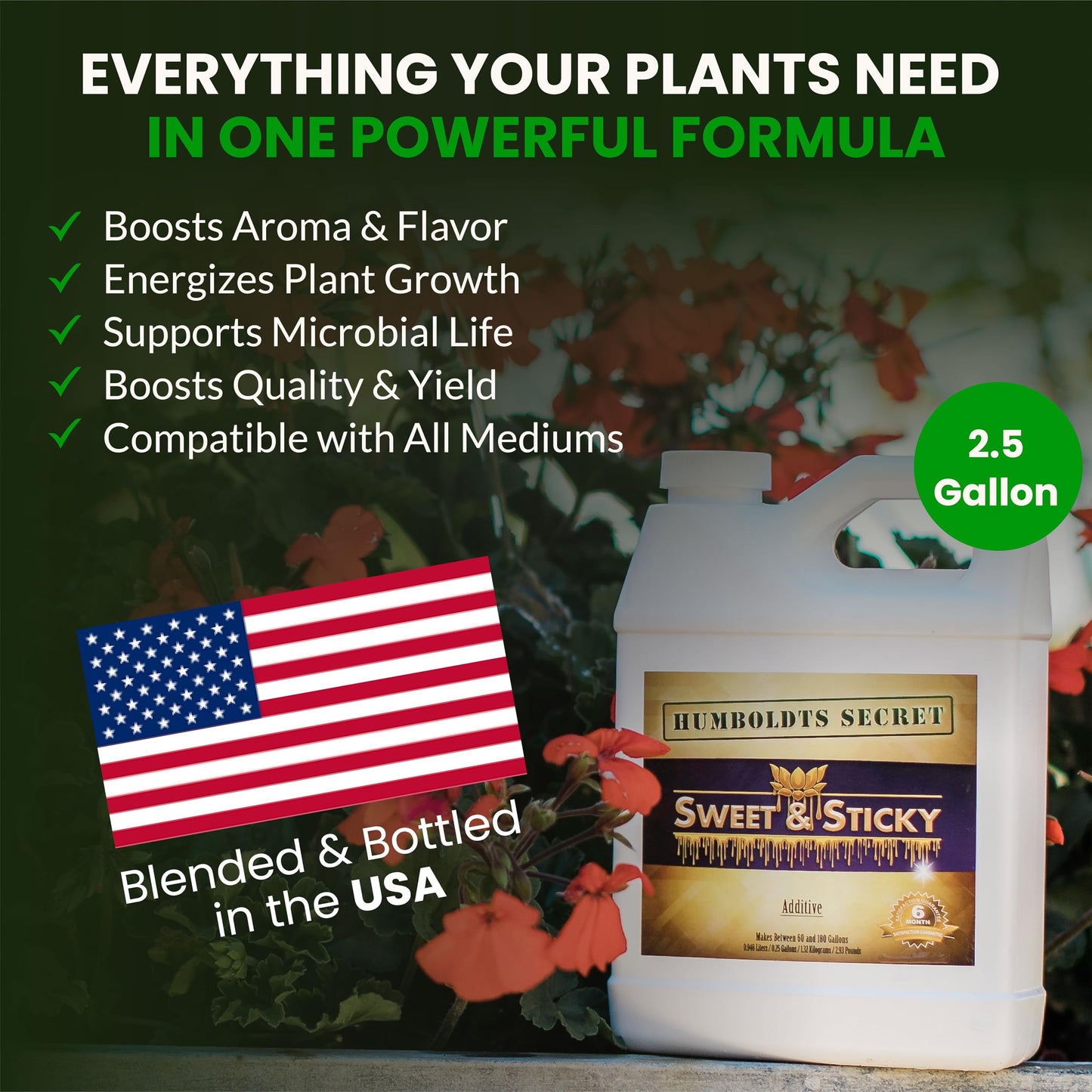 Humboldts Secret Sweet & Sticky Carbohydrate and Saccharide Plant Energy Additive | Indoor and Outdoor Plant Nutrients Enhancer for Growth and Aroma | Boosts Flavor and Resin Development | 32 Ounce