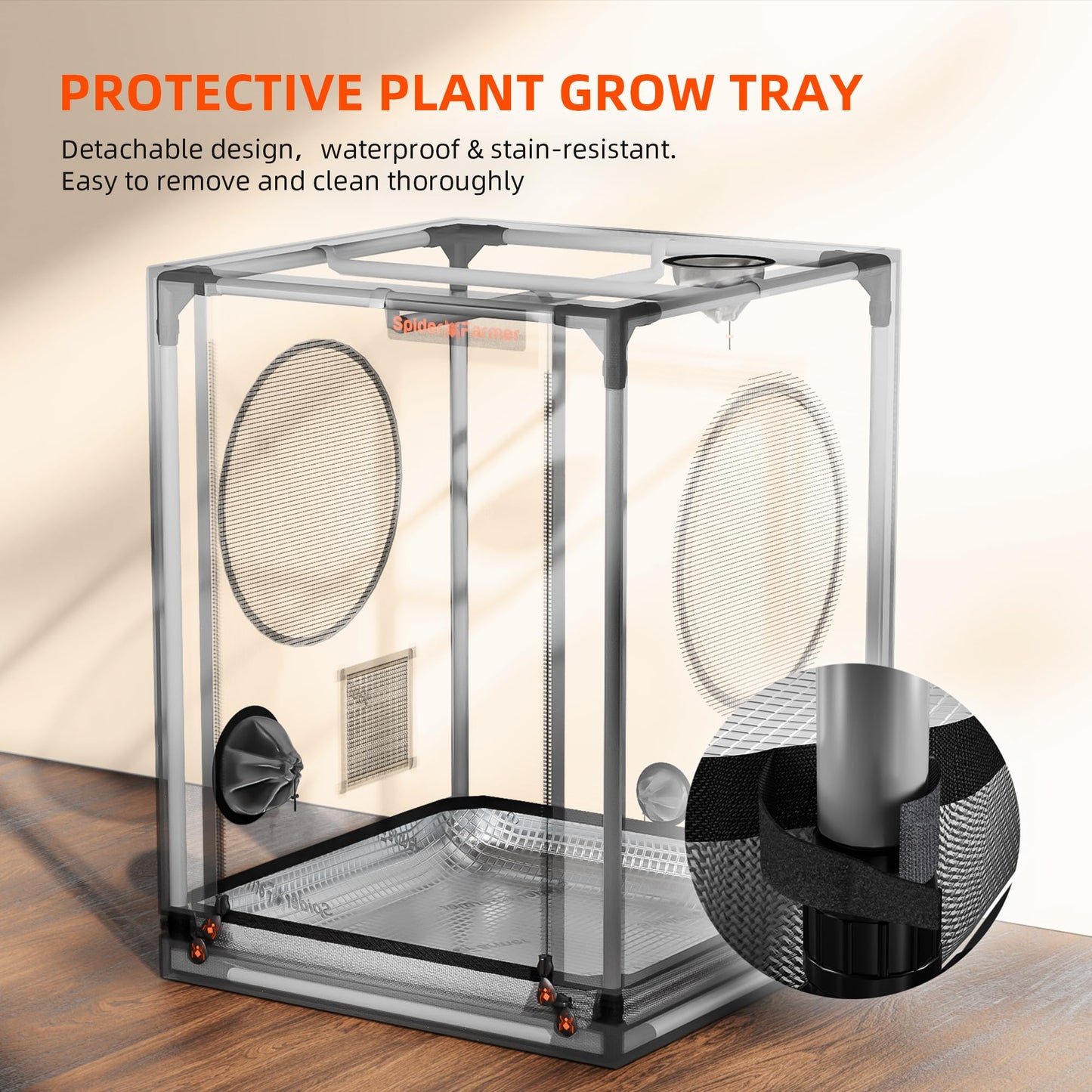 Spider Farmer Pro Series 4.6x2.3x6.6 Grow Tent, 55"x28"x80" with Roll-up Door, Observation Window Floor Tray, 2000D Thicken Mylar Canvas, 4x2 for Hydroponic Indoor Growing for SF2000, SE4500, G4500