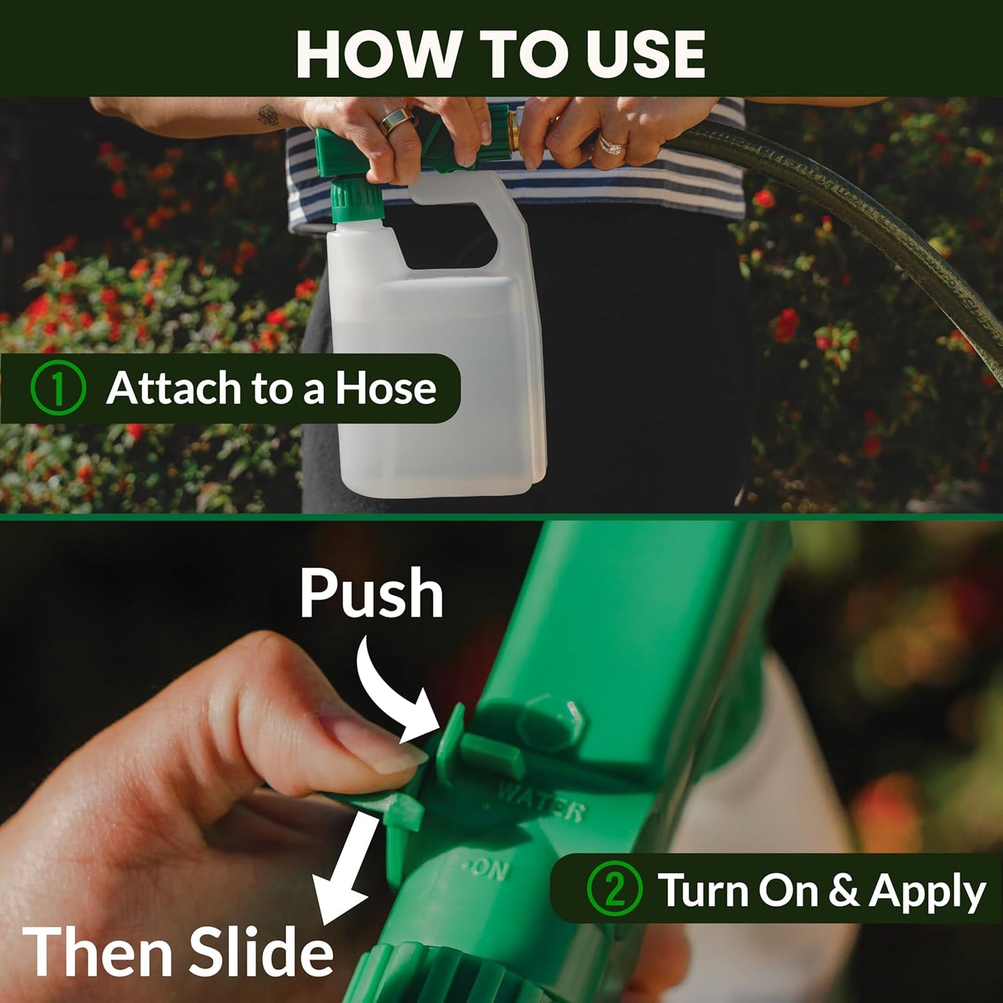 Humboldts Secret 2-Pack Garden Hose End Sprayer | Multipurpose Lawn Attachment with 100 to 1 Mixing Ratio | Garden Sprayer for Lawn Care, Fertilizing, Car Wash & Outdoor Use | 32 ounce