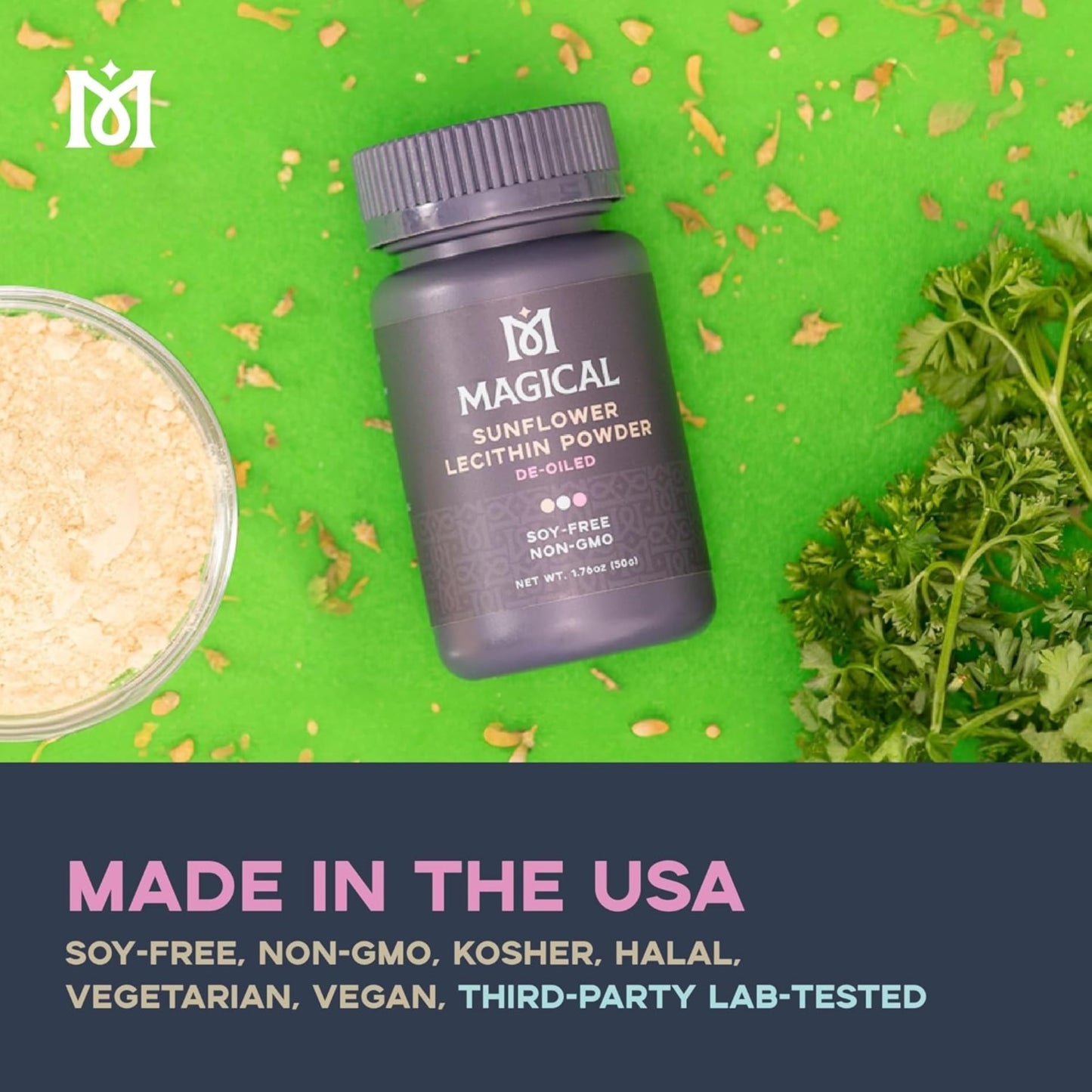 MAGICAL BUTTER Sunflower Lecithin Powder 2-Pack – Soy-Free, Non-GMO, Vegan & Kosher Emulsifier for Baking, Butter & Oil Stabilizer – 1.76 oz Each