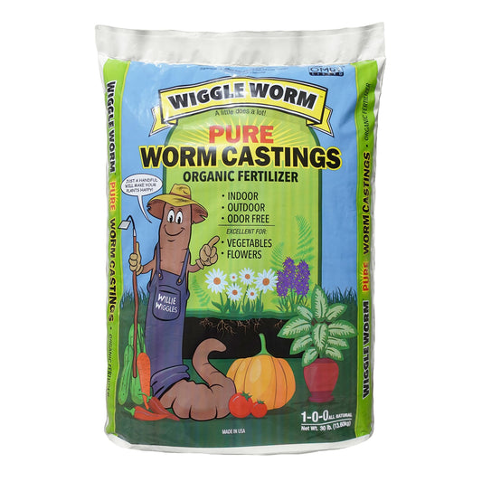 100% Pure Organic Worm Castings Fertilizer, 30-Pounds - Improves Soil Fertility and Aeration for Houseplants, Vegetables, Gardens, and More – OMRI-Listed and Mineral-Dense