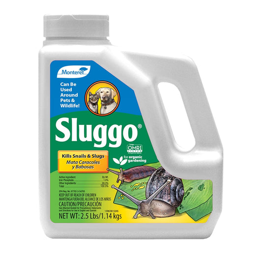 Monterey - Sluggo - Snail & Slug Killer - OMRI Listed for Organic Gardening - Bundled with Shaker Cap - Wildlife and Pet Friendly Attributes - 2.4 lb