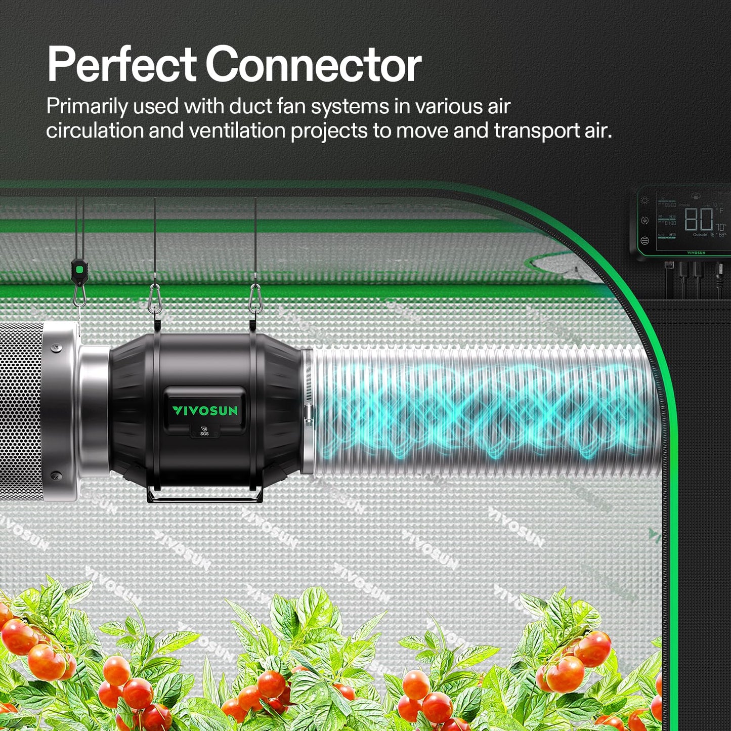 VIVOSUN 4 Inch 25 Feet Flex Air Aluminum Duct for Ventilation, 2 Clamps Included, Long Heavy-Duty Multi-Layer Dryer Hose Vent Kit, Duct Fan Systems