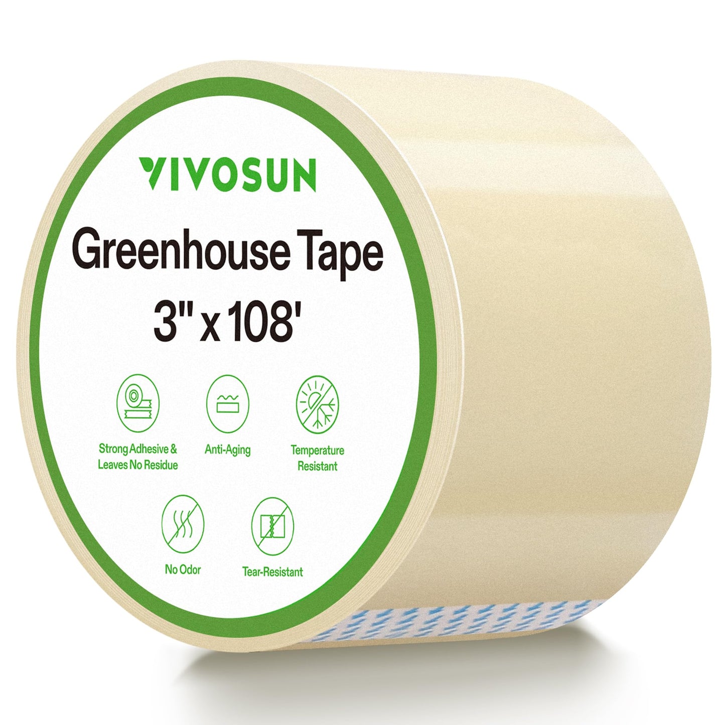 VIVOSUN Greenhouse Repair Tape, 6.3 mil 3" x 108' Weatherproof Clear Poly Patch Tape, Heavy Duty Greenhouse Sheeting Coverings Film Tape for Plastic Sheeting and Tents