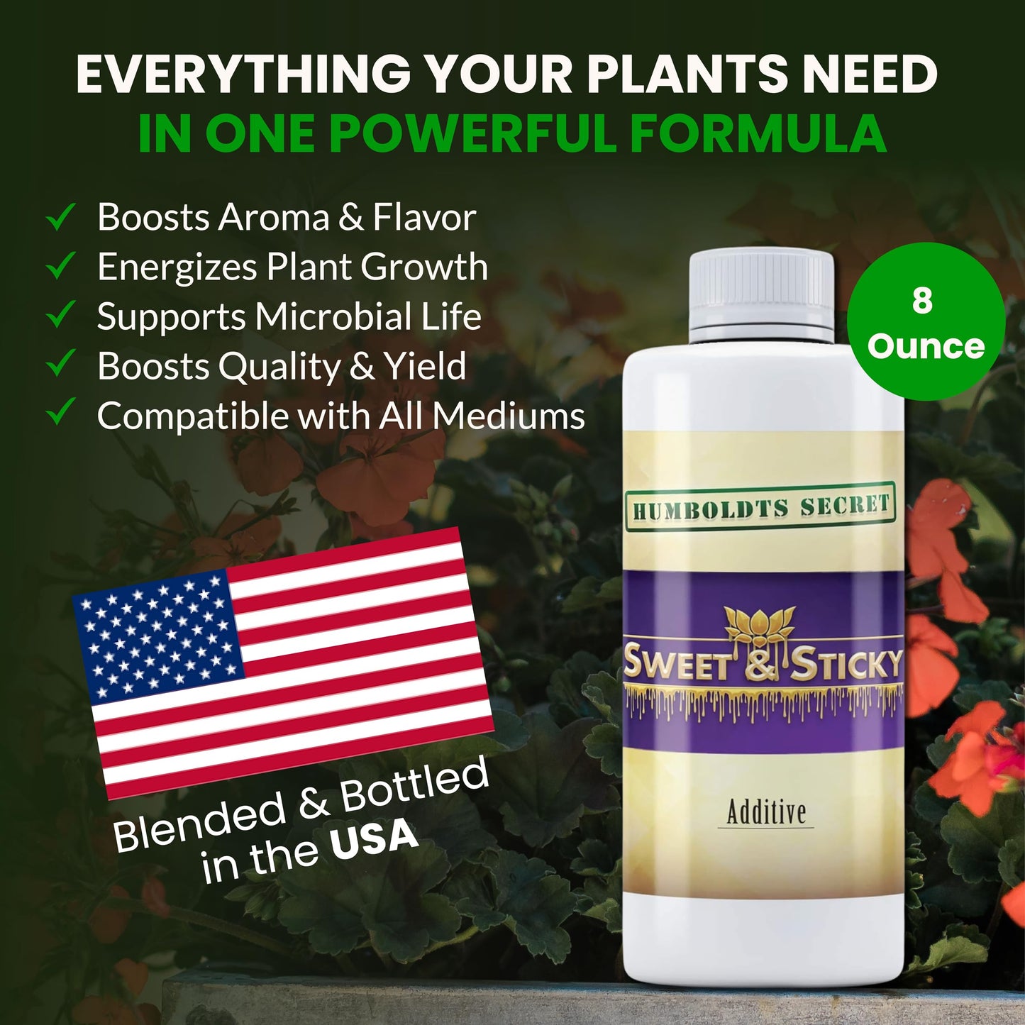 Humboldts Secret Sweet & Sticky Carbohydrate and Saccharide Plant Energy Additive | Indoor and Outdoor Plant Nutrients Enhancer for Growth and Aroma | Boosts Flavor and Resin Development | 32 Ounce