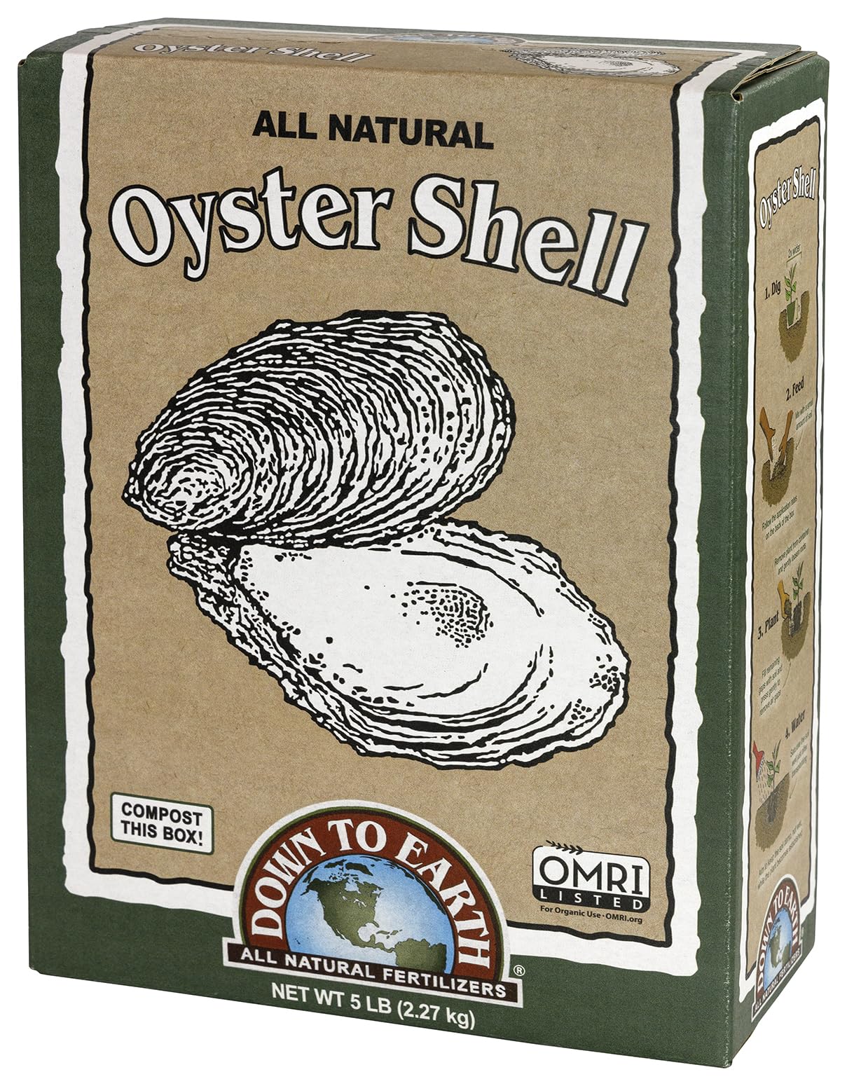 Down To Earth All Natural Fertilizers Organic White Oyster Shell OMRI, 5 lb