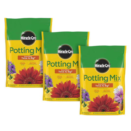 Miracle-Gro Potting Mix, For Container Plants, Flowers, Vegetables, Annuals, Perennials, Shrubs, Feeds for up to 6 Months, 16. qt., 2-Pack