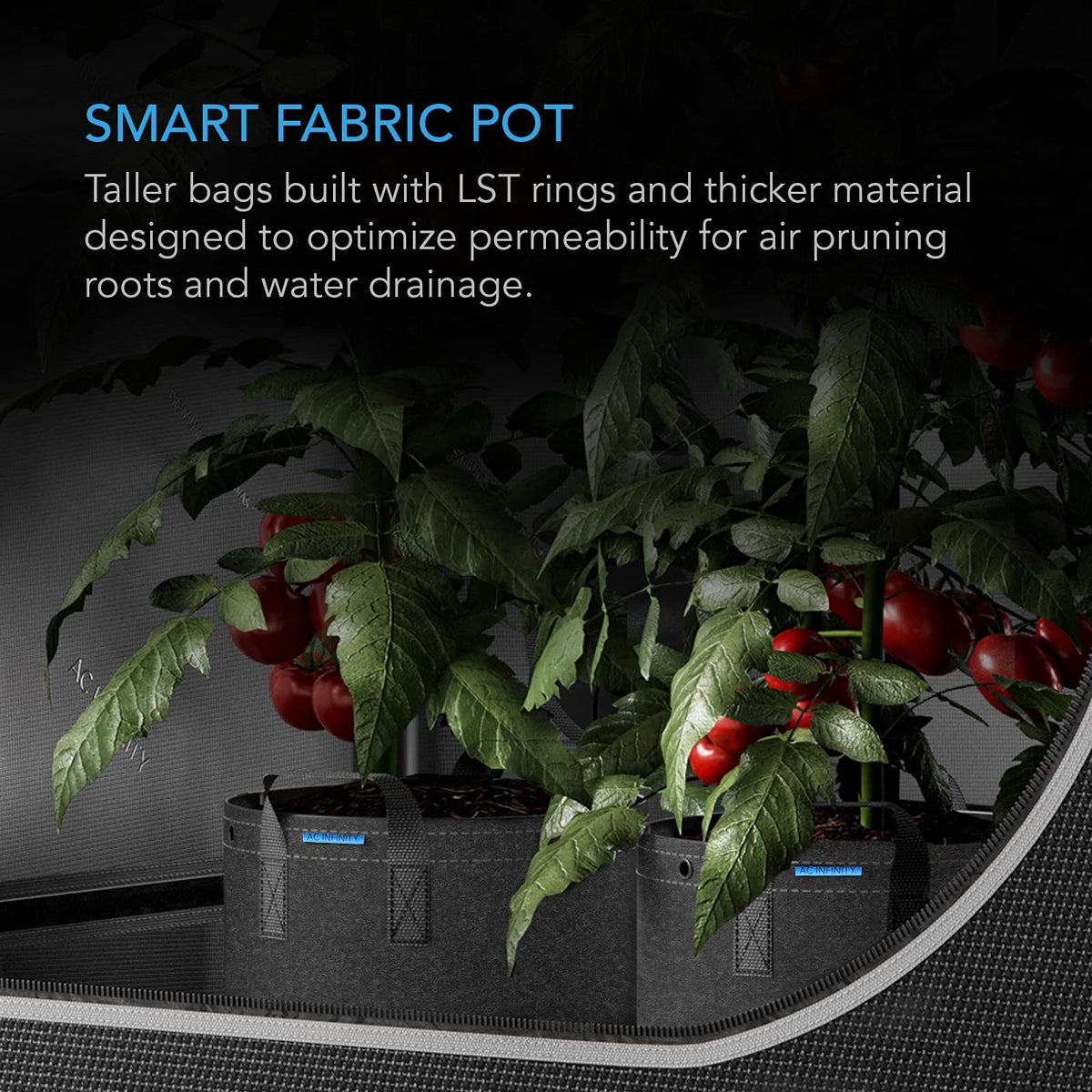 AC Infinity Fabric Grow Pots, Multiple Capacities
