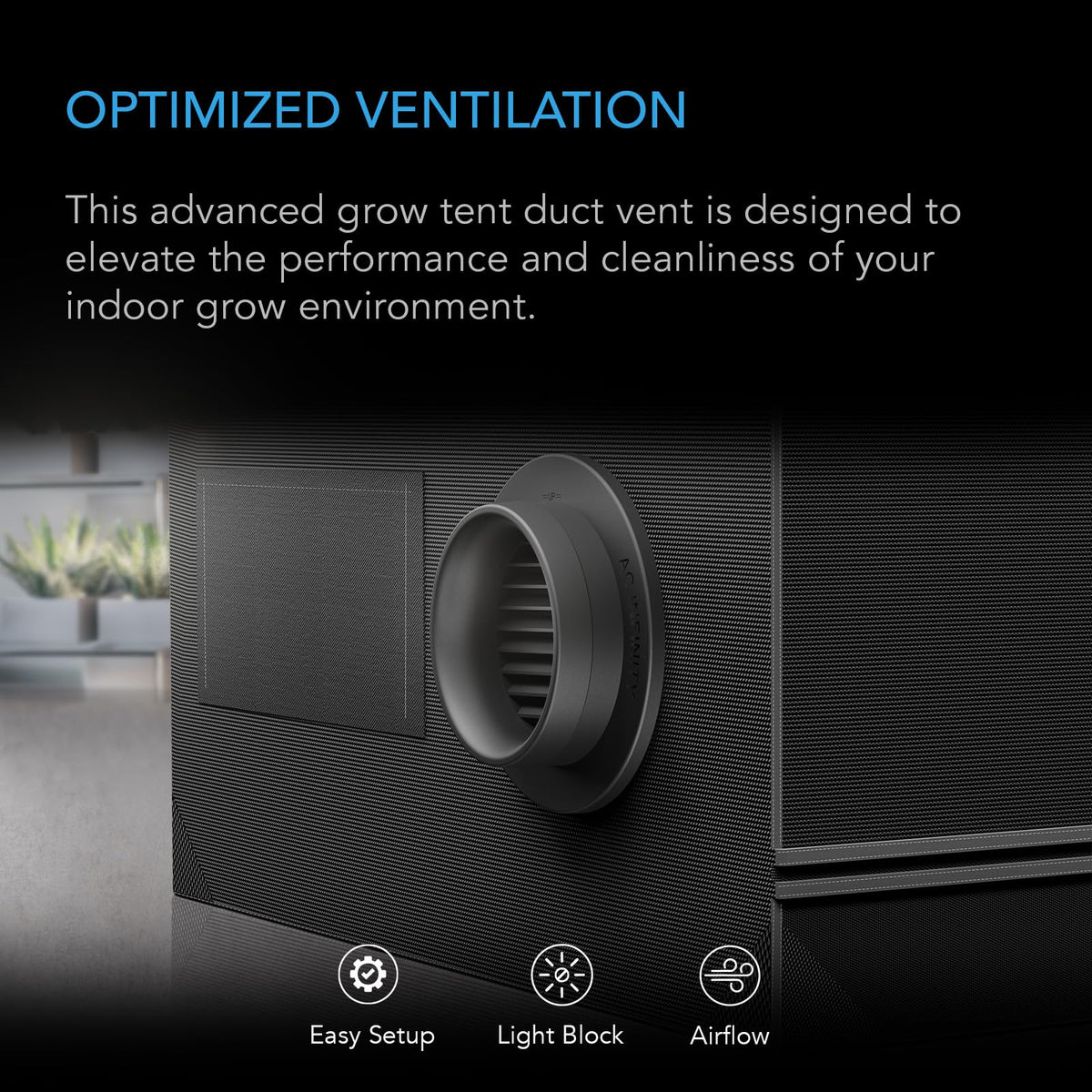 AC Infinity Light-Blocking Grow Tent Duct Vents, Multiple Sizes