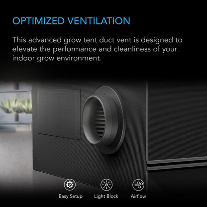 AC Infinity Light-Blocking Grow Tent Duct Vents, Multiple Sizes