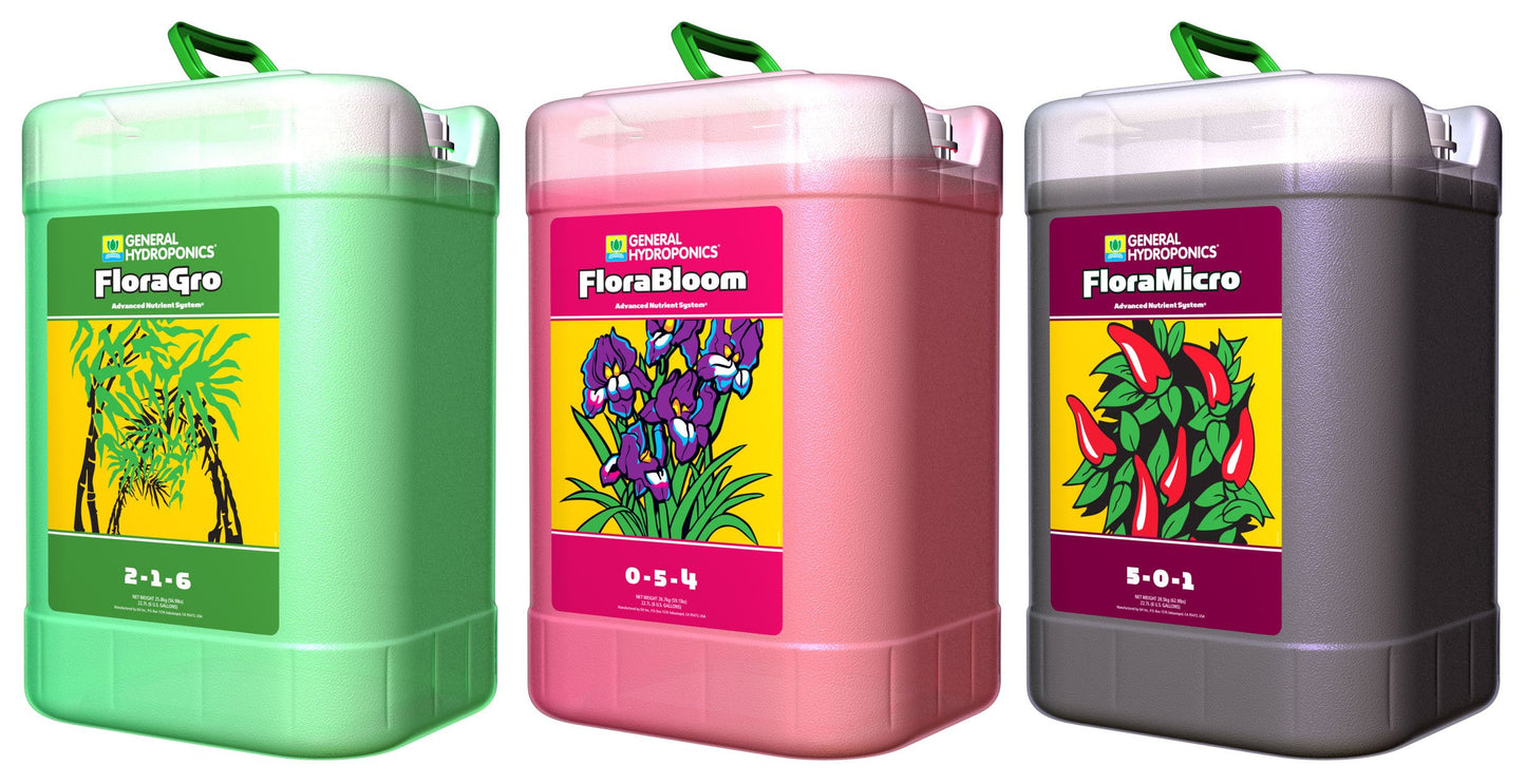 General Hydroponics FloraSeries Hydroponic Nutrient Fertilizer System with FloraMicro, FloraBloom and FloraGro, 1 pt.