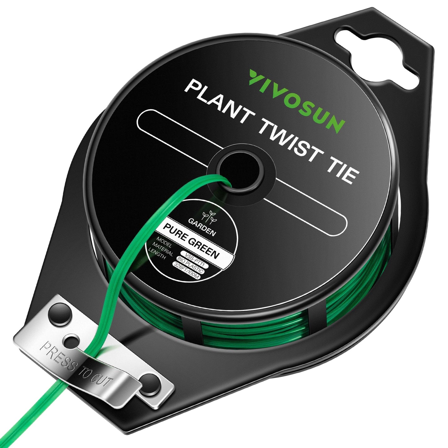 VIVOSUN Twist Ties, 164 ft (50m) PE-Coated Green Plant Ties with Cutter, Reusable & Flexible Tomate Ties for Plant Support, Indoor Outdoor Gardening, Cable Management, Home Office Organization