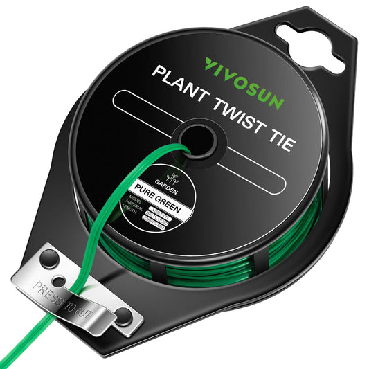 VIVOSUN Twist Ties, 164 ft (50m) PE-Coated Green Plant Ties with Cutter, Reusable & Flexible Tomate Ties for Plant Support, Indoor Outdoor Gardening, Cable Management, Home Office Organization