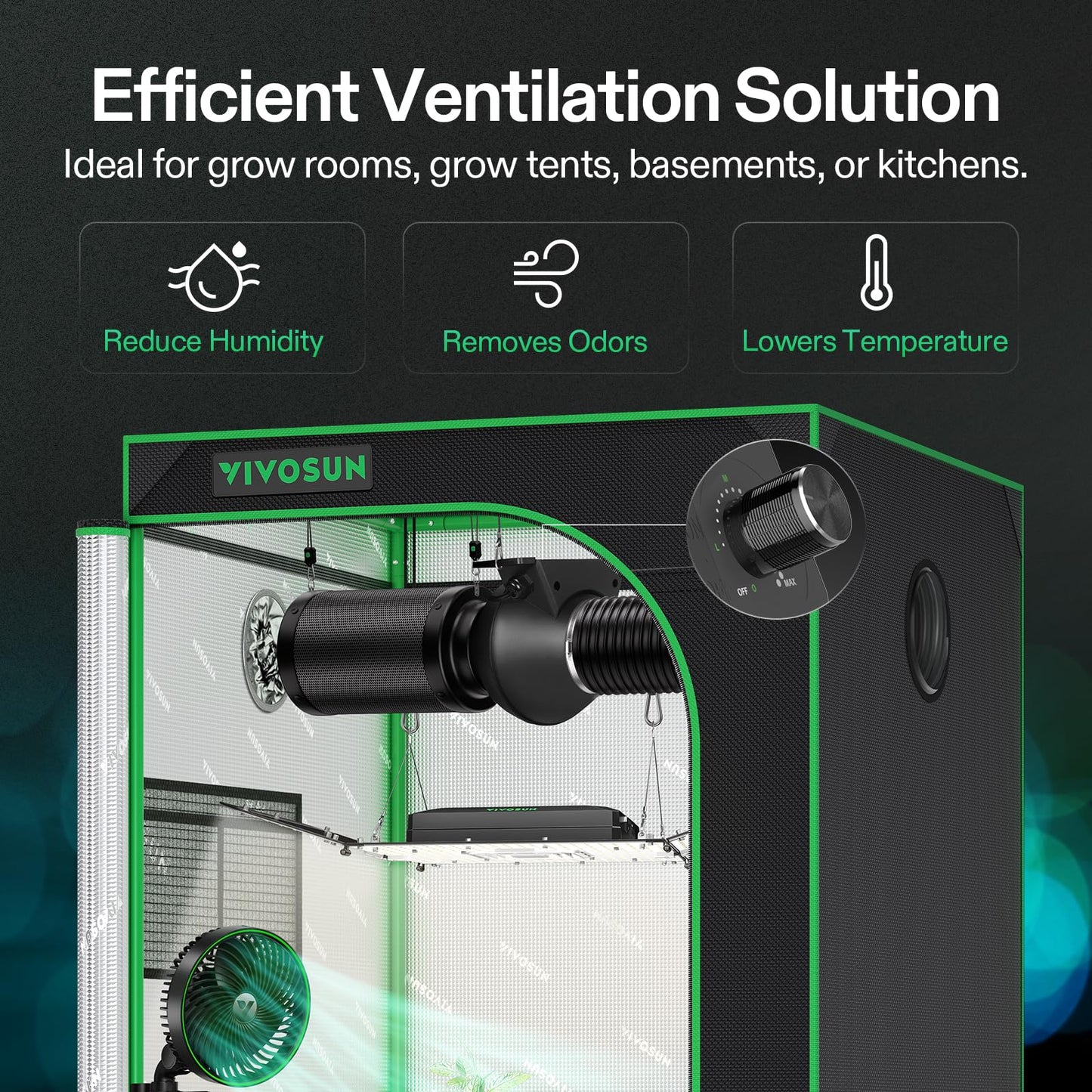 VIVOSUN D4 4 Inch 195 CFM Inline Duct Ventilation Fan HVAC Vent Blower for Hydroponics Grow Tent