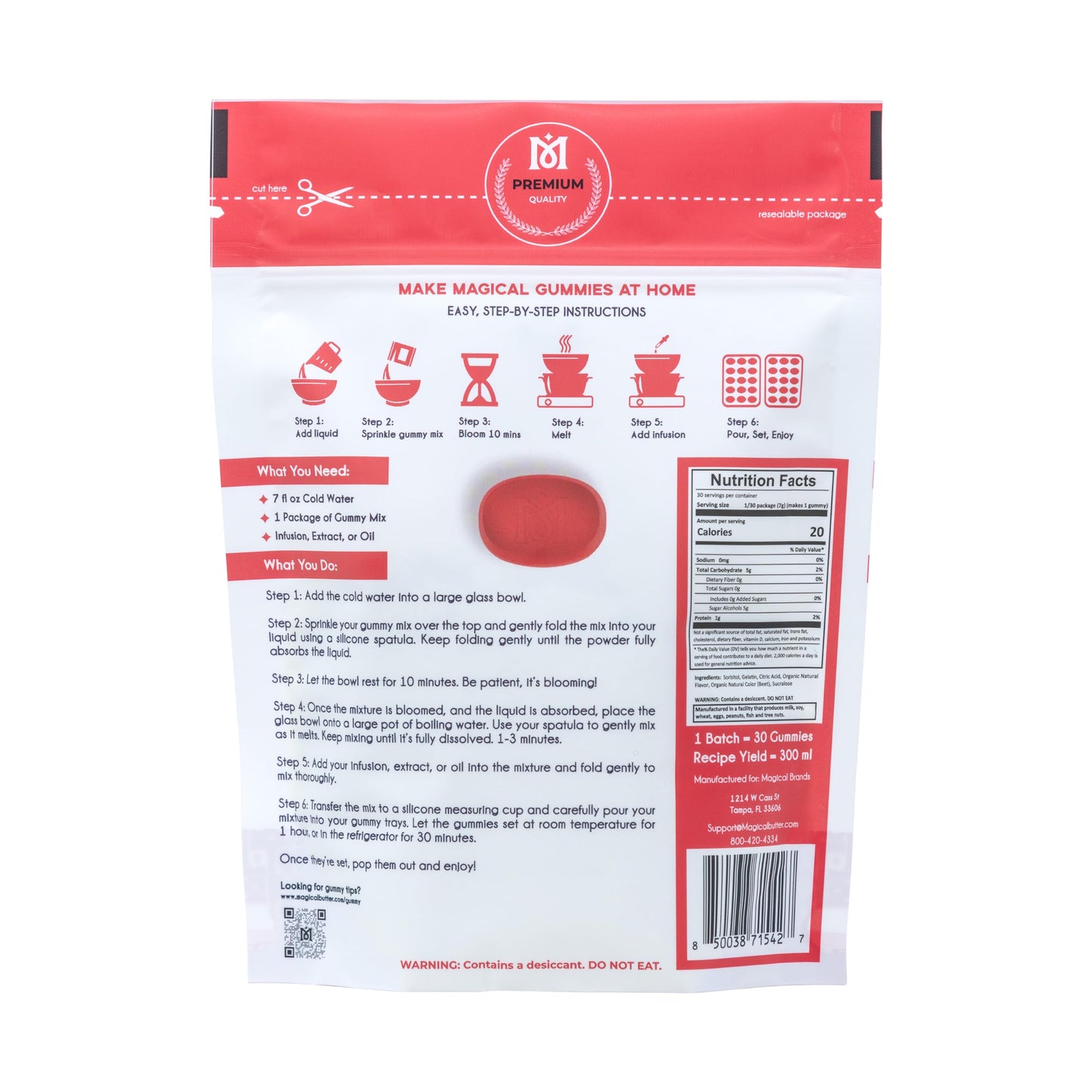 Magical Butter Premium Blue Raspberry Gummy Mix – Organic, Sugar-Free Gelatin Powder for Homemade Gummies – Easy-to-Use Candy Making Mix