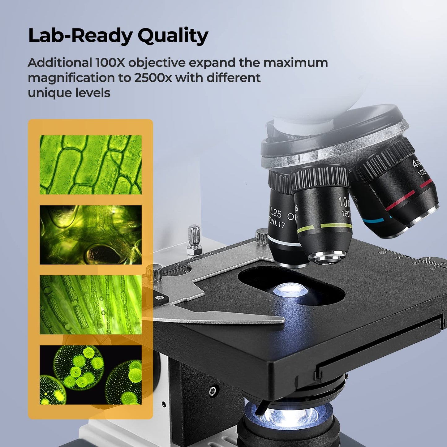 [Darkfield Microorganism Model] Vabiooth Lab Darkfield & Brightfield Trinocular Compound Microscope 40X-2500X Magnification with 7" Monitor 5MP E-Eyepiece, Adjustable Mechanical Stage, LED Source