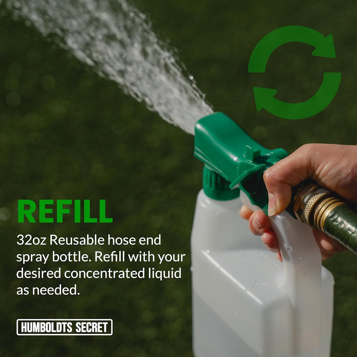 Humboldts Secret 2-Pack Garden Hose End Sprayer | Multipurpose Lawn Attachment with 100 to 1 Mixing Ratio | Garden Sprayer for Lawn Care, Fertilizing, Car Wash & Outdoor Use | 32 ounce