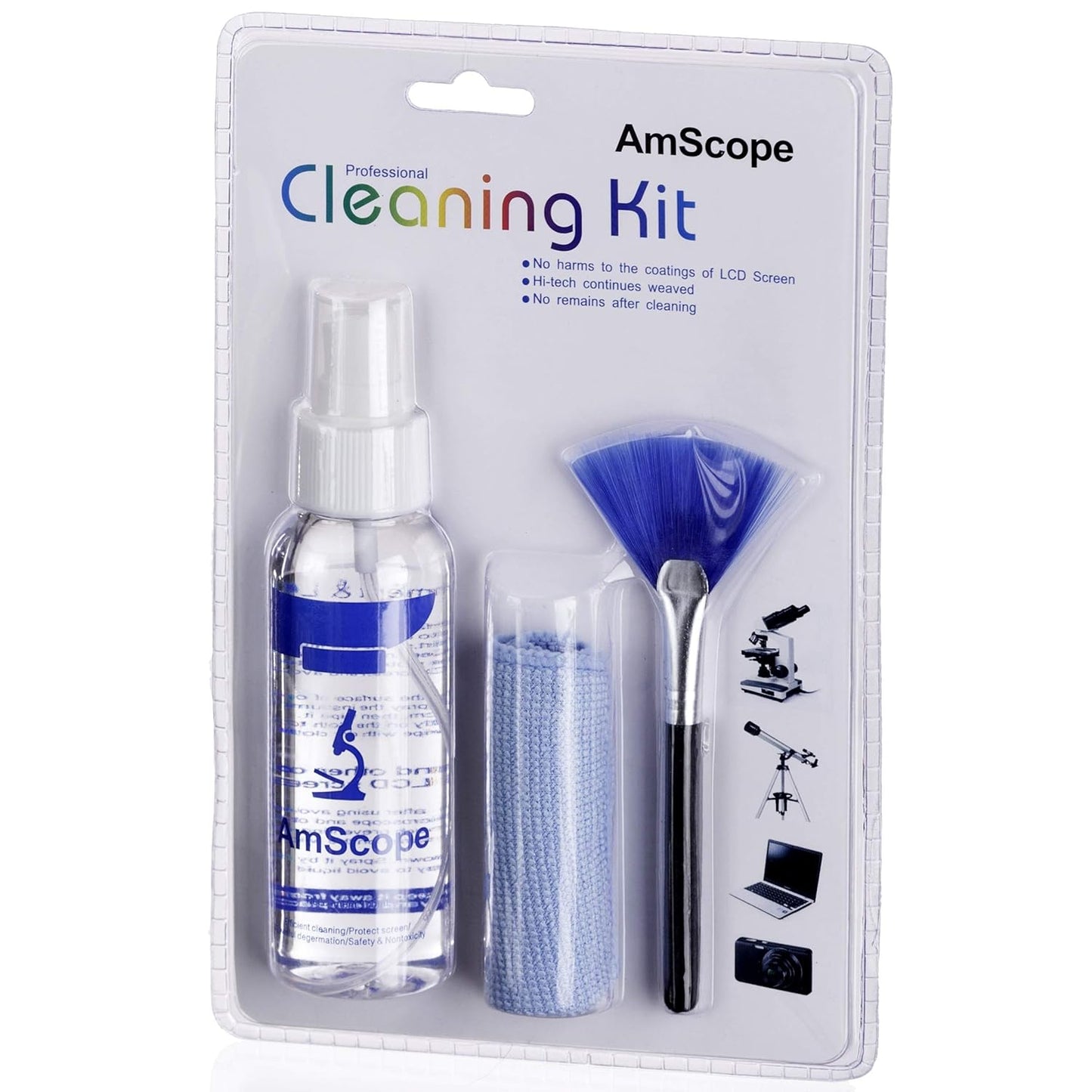 AmScope - Microscope and Camera Lens Cleaning Kit for Lenses, Displays, TV or Computer Screens - CLS-CKI-Kim