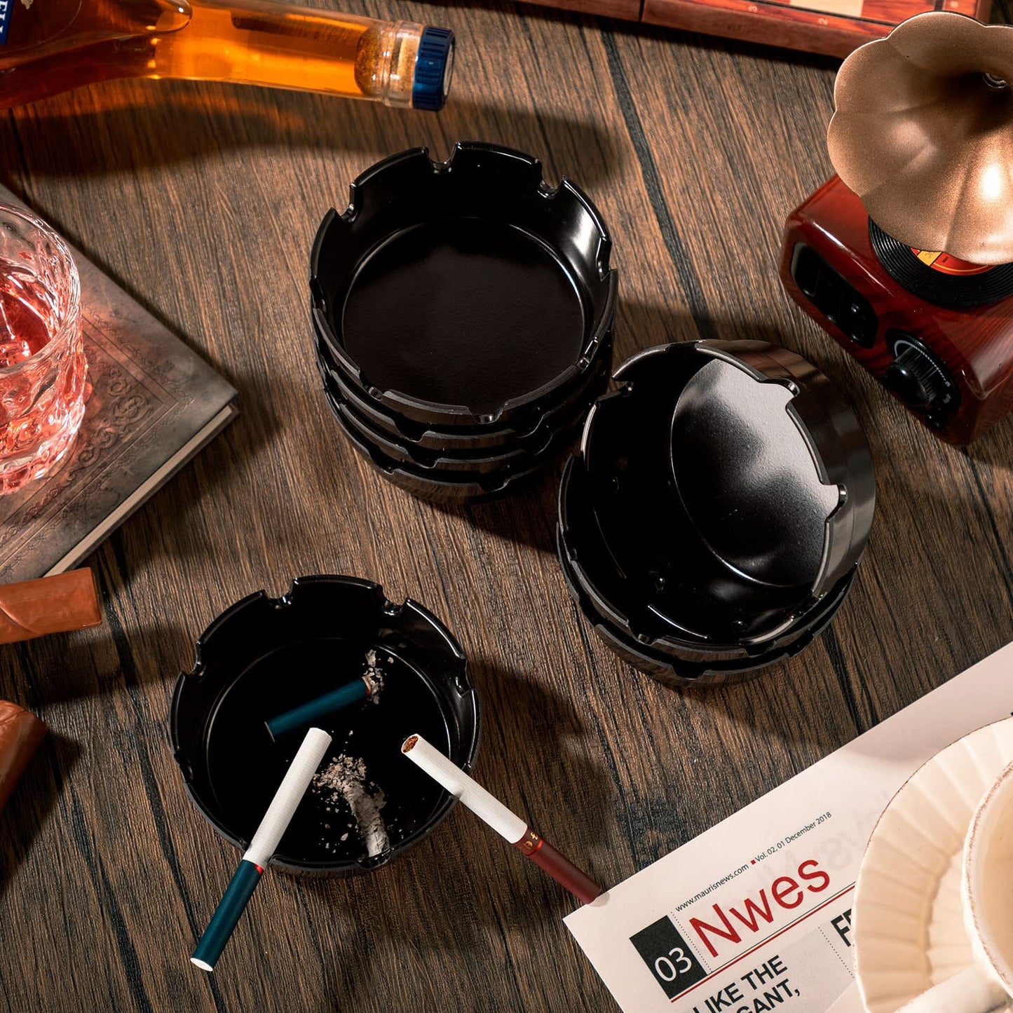 Reginary 24 Pieces 4" Ashtrays Bulk Round Ashtray Ash Tray Outdoor Ashtray Home Ashtrays for Patio Outdoor Restaurant Kitchen Table Indoor Home Decoration