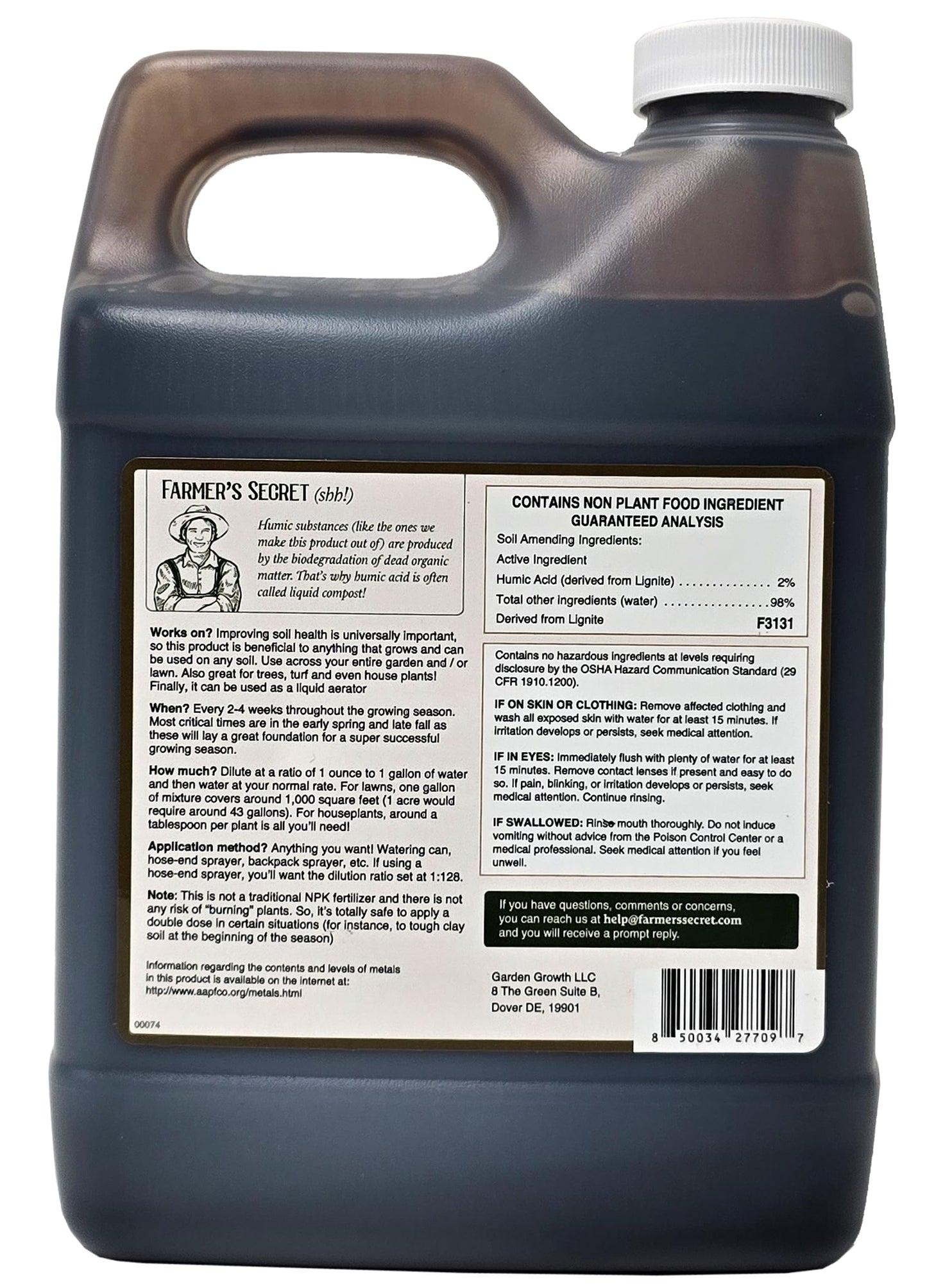 Farmer’s Secret Soil Revitalizer (32oz) - Organic (OMRI Listed) Soil Health Booster - Liquid Compost Soil Amendment - Activated Humic Acid - Liquid Compost Soil Amendment