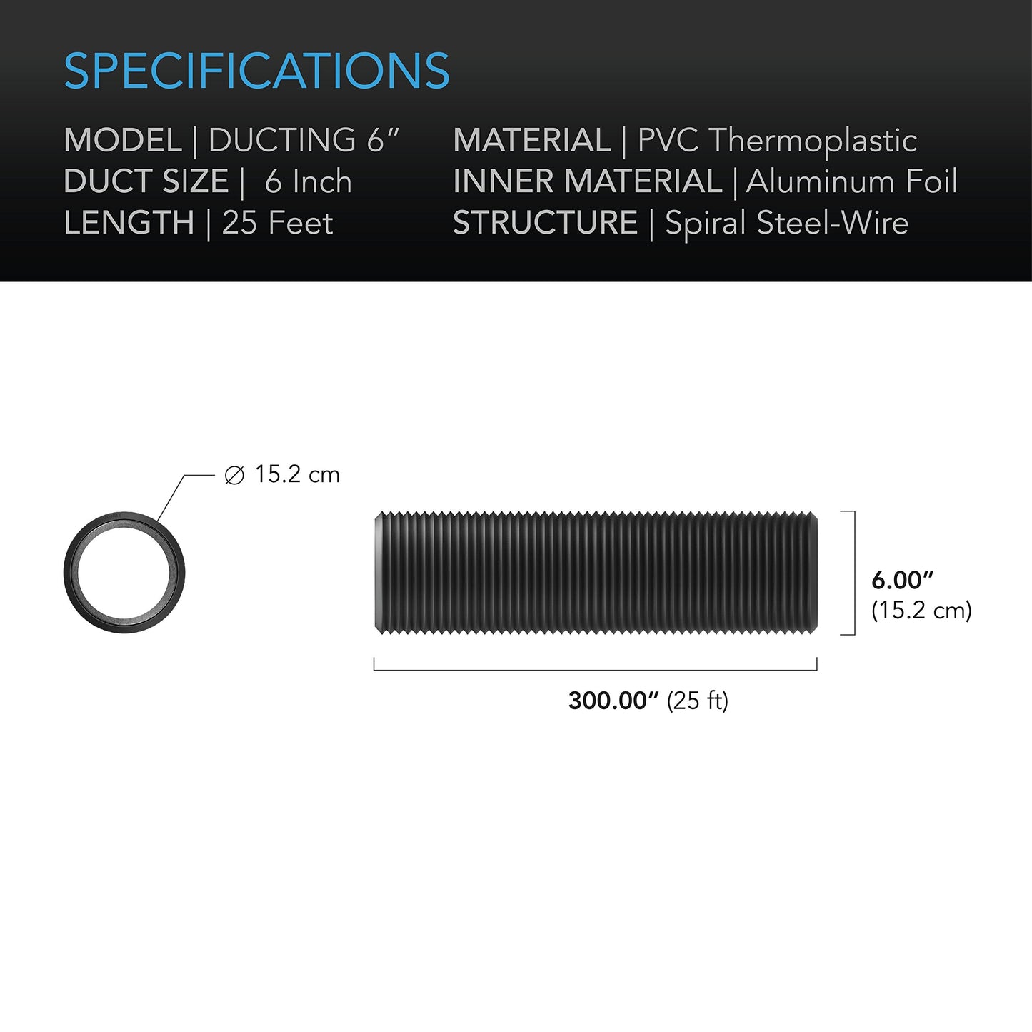 AC Infinity Flexible 4-Inch Aluminum Ducting, Heavy-Duty Four-Layer Protection, 25-Feet Long for Heating Cooling Ventilation and Exhaust