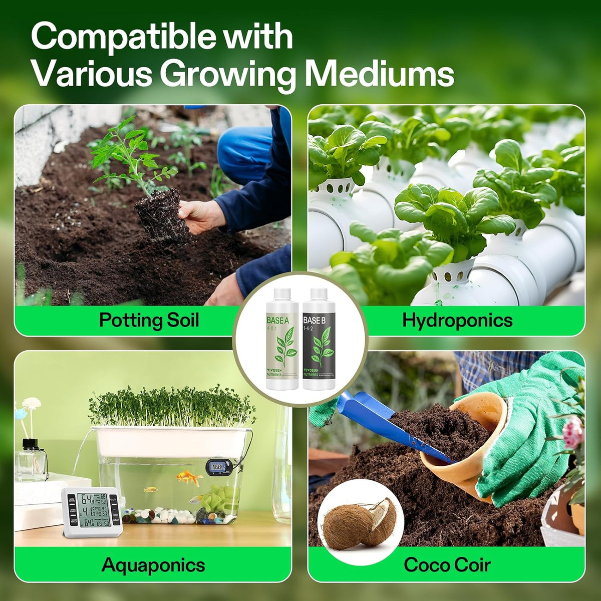 VIVOSUN Base A and B Liquid Nutrients, Size and Pack Options
